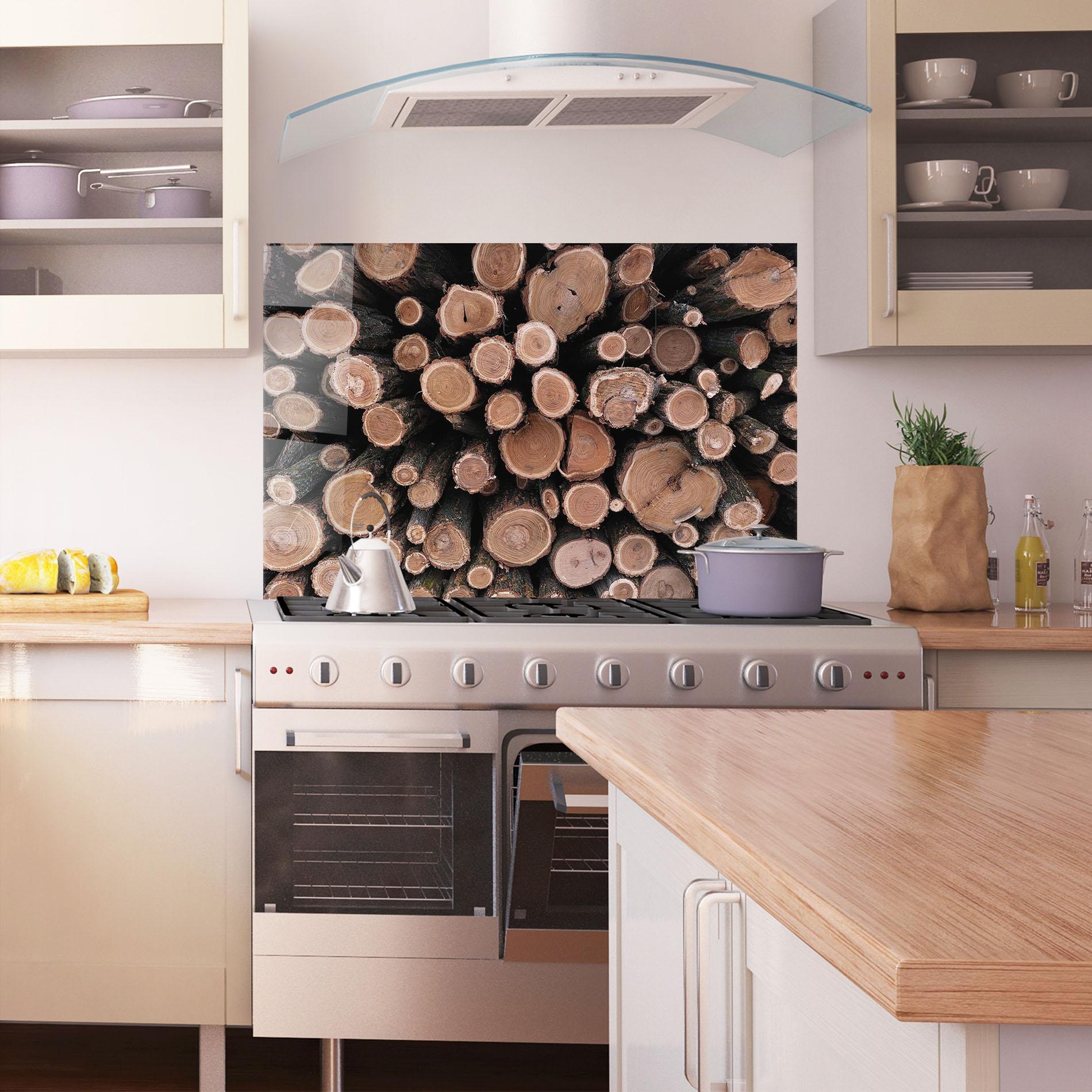 Panel Szklany do Kuchni Many Logs mockup 1