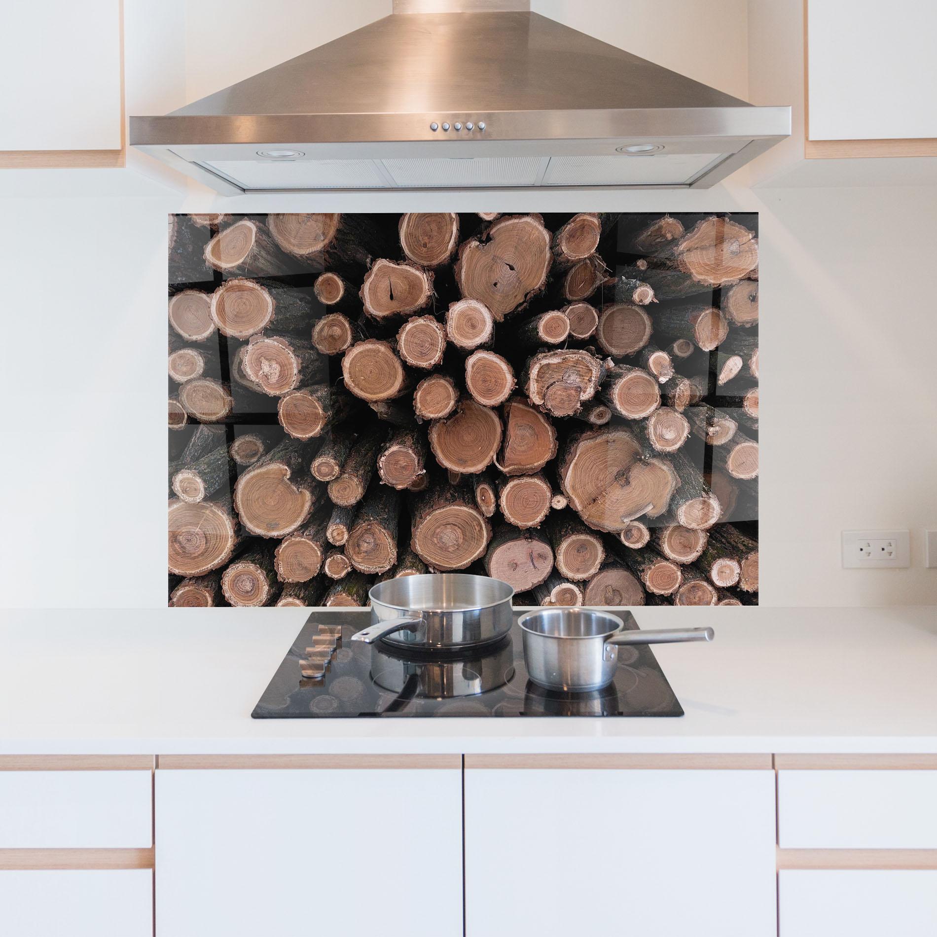 Panel Szklany do Kuchni Many Logs mockup 5