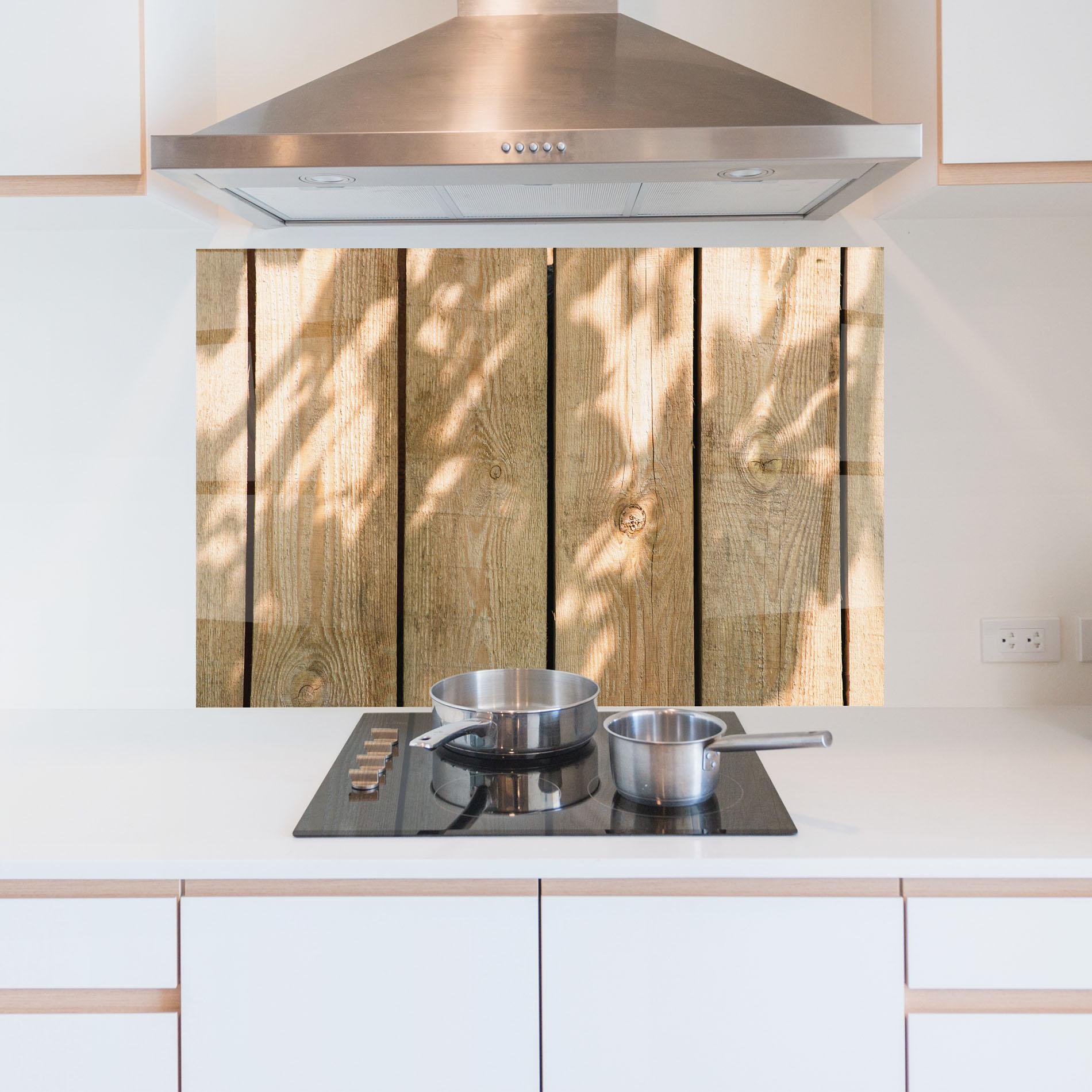 Panel Szklany do Kuchni Shadows On Wood mockup 5