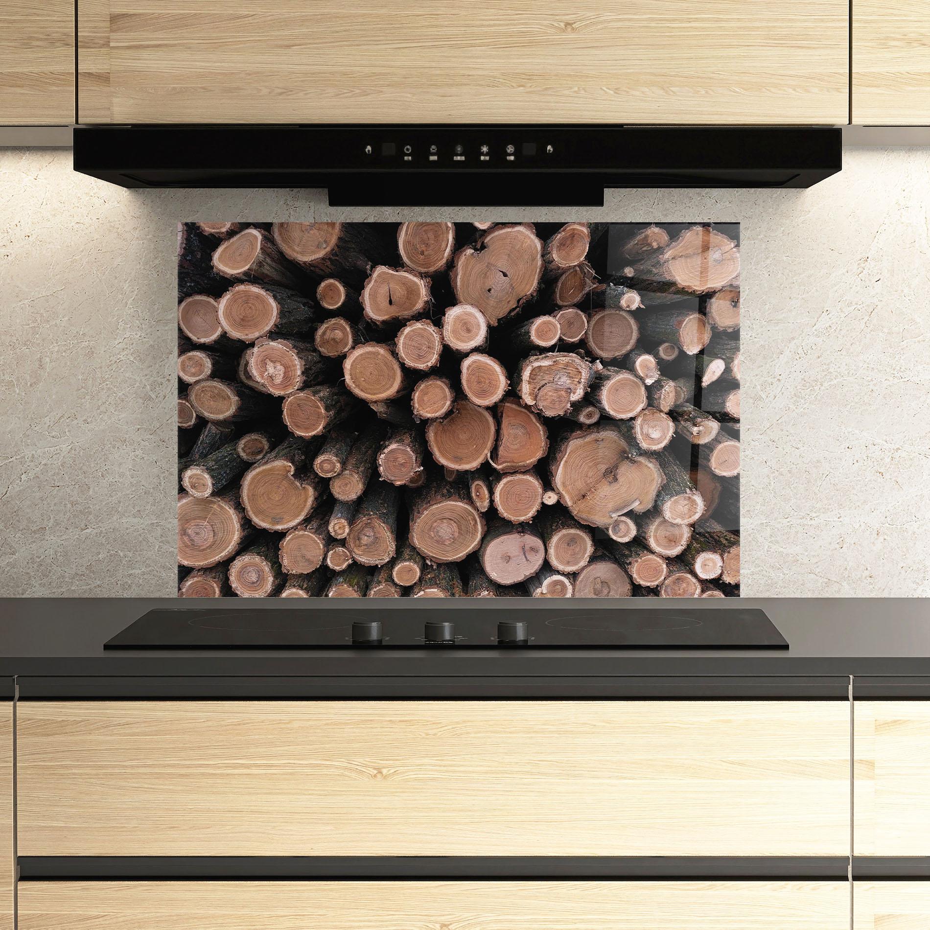 Panel Szklany do Kuchni Many Logs mockup 3