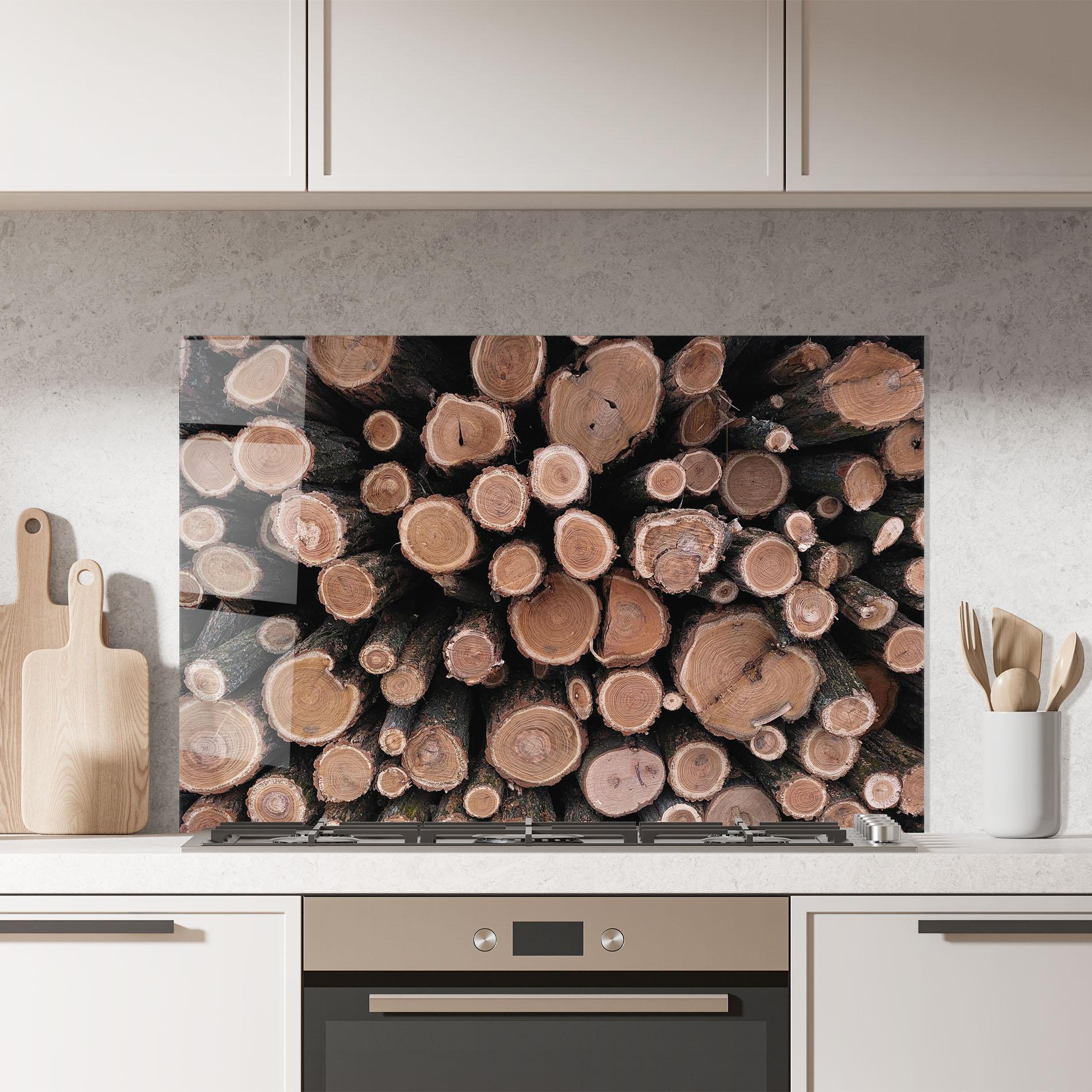 Panel Szklany do Kuchni Many Logs mockup 7