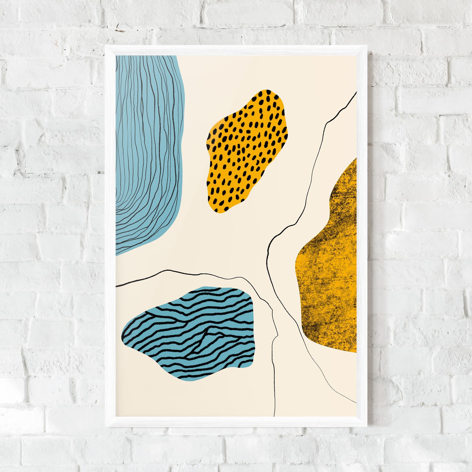 Plakat w Ramie Abstract Lines On Blue mockup 0