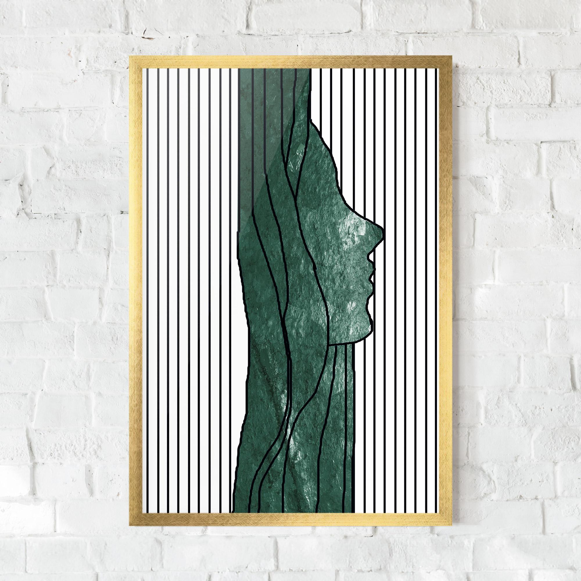 Plakat w Ramie Abstract Green Face mockup 0