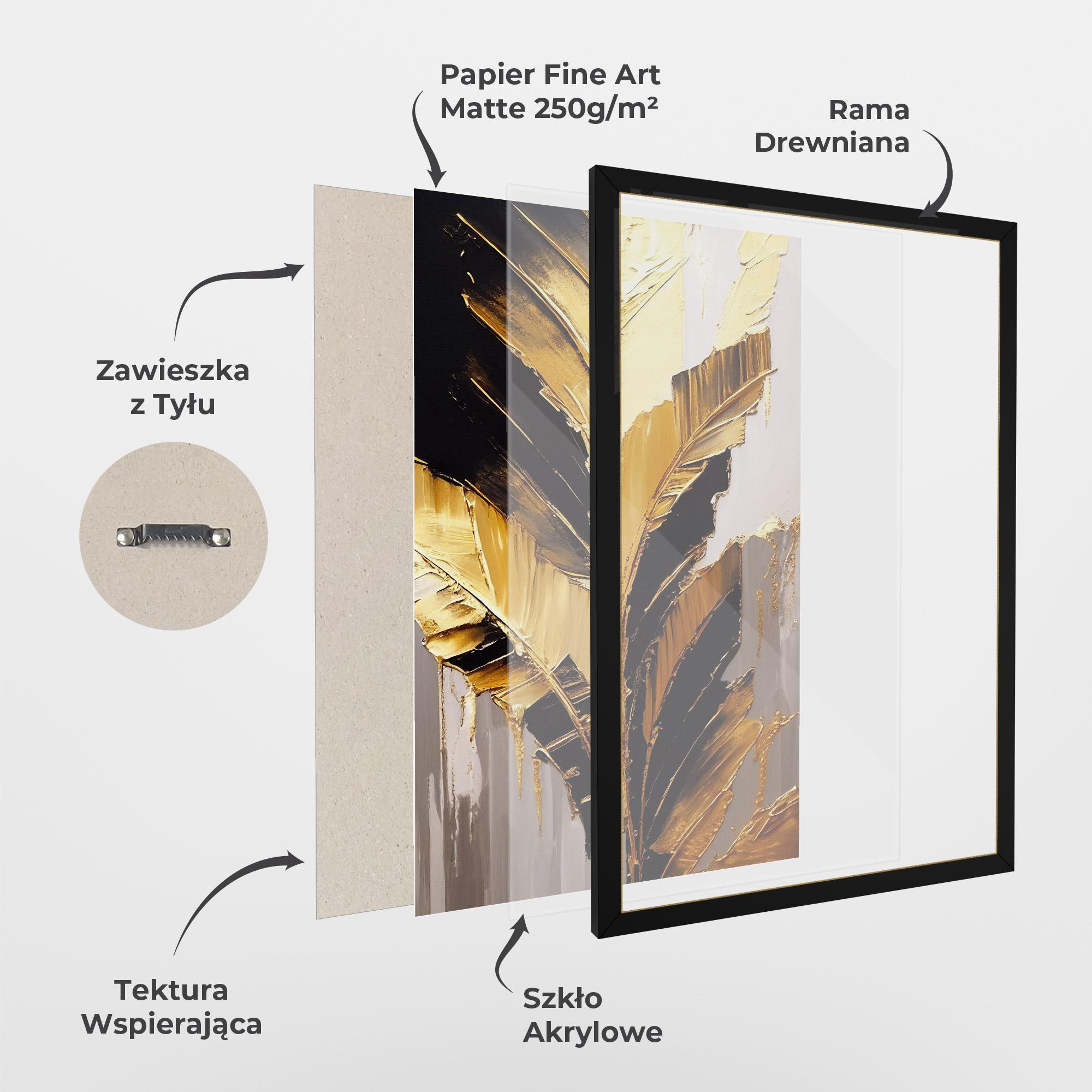 Plakat w Ramie Balck With Gold Leafs mockup 1