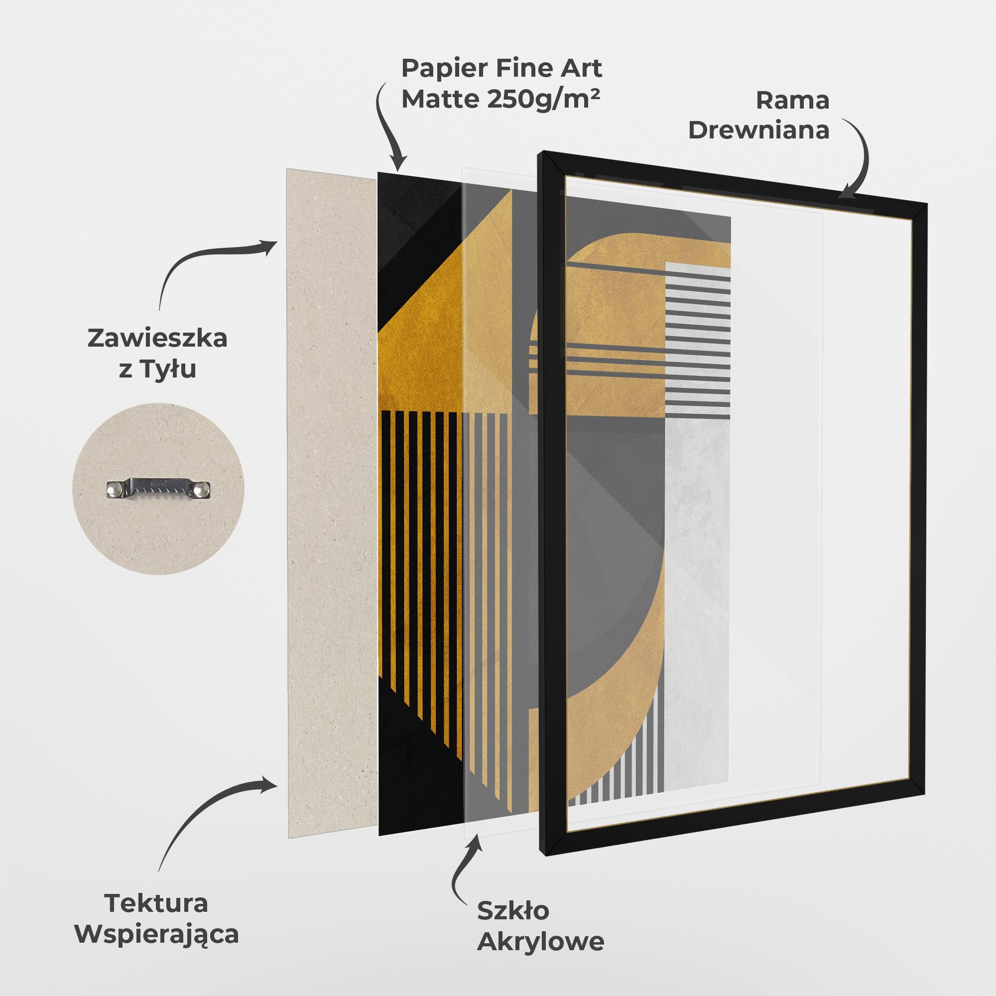 Plakat w Ramie Black Lines On Gold mockup 1