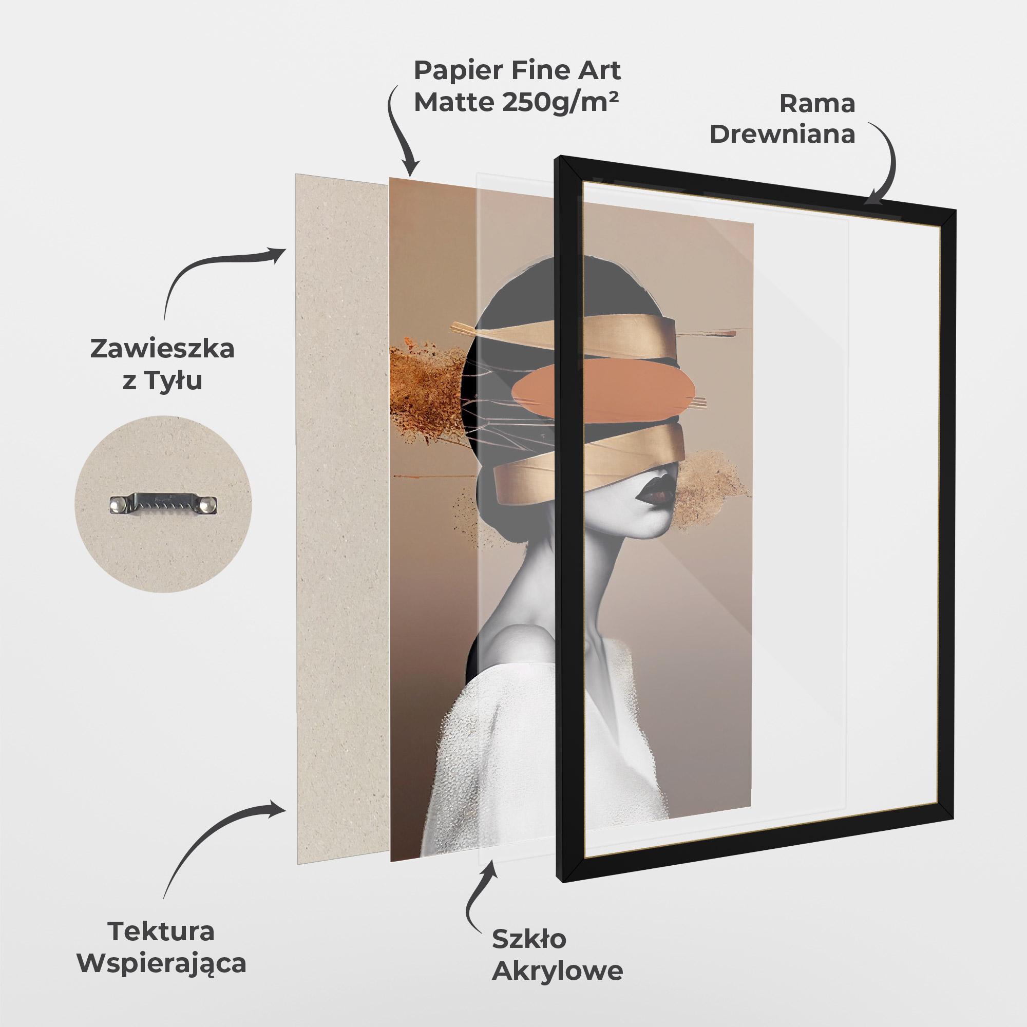 Plakat w Ramie Woman With Gold Lines mockup 1