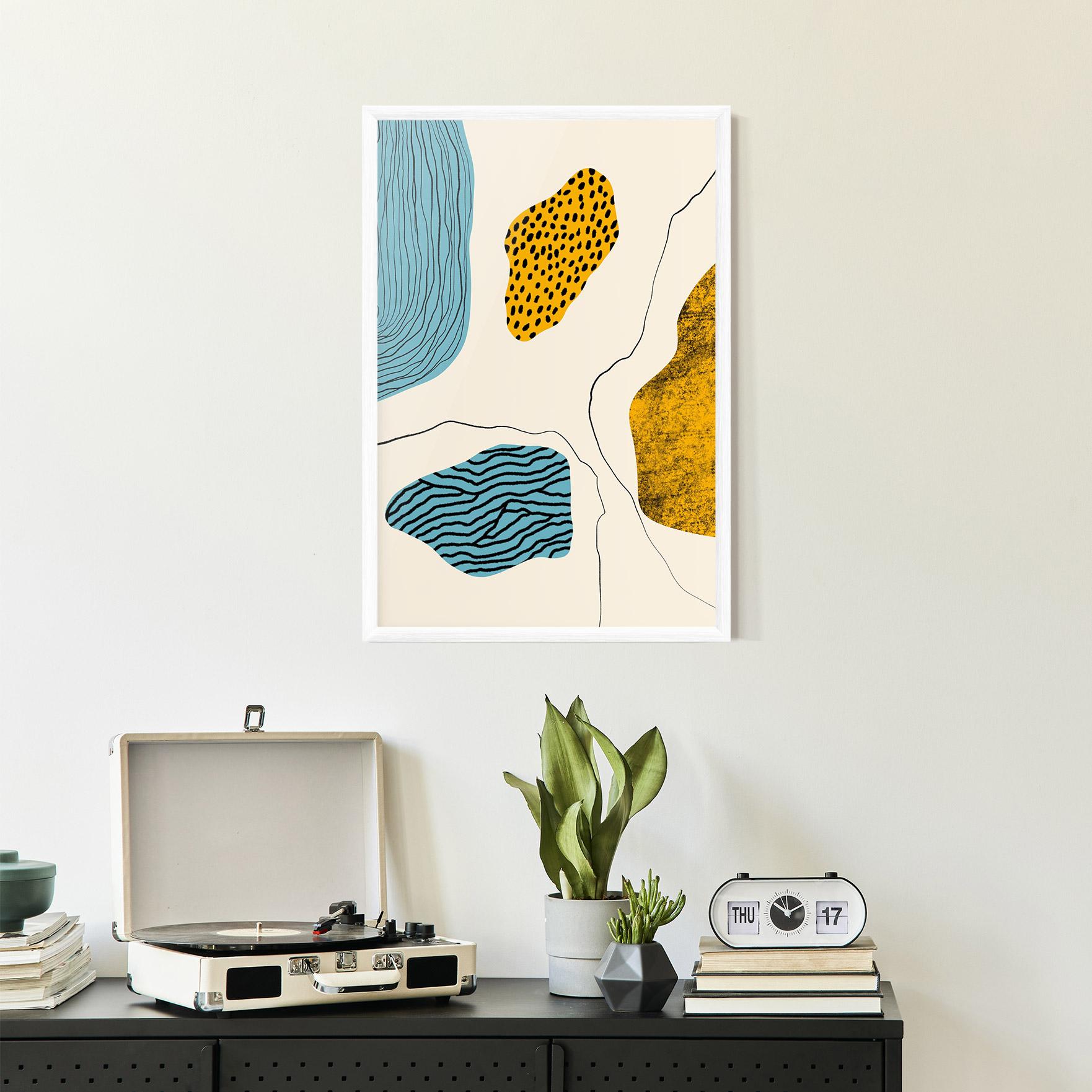 Plakat w Ramie Abstract Lines On Blue mockup 2