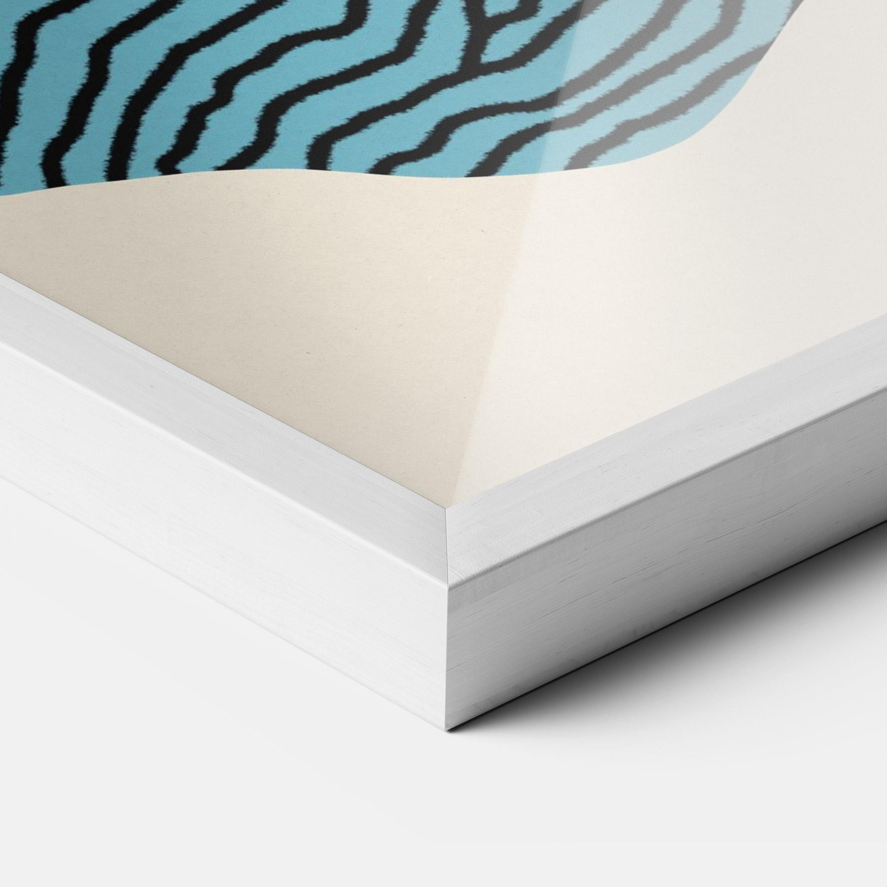 Plakat w Ramie Abstract Lines On Blue mockup 3