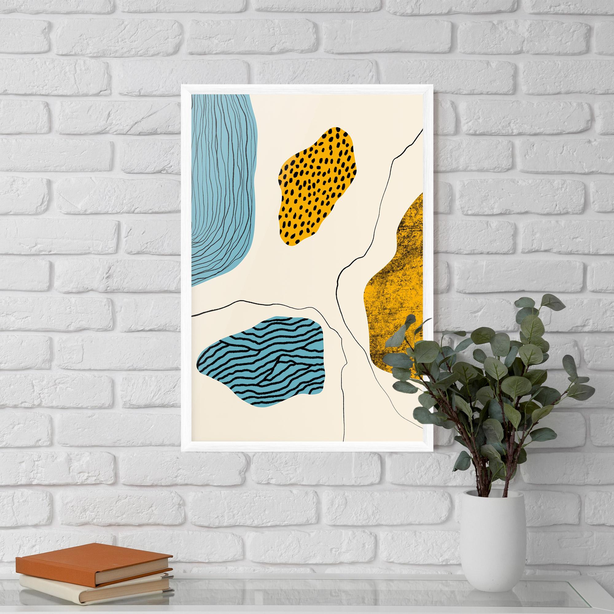 Plakat w Ramie Abstract Lines On Blue mockup 5
