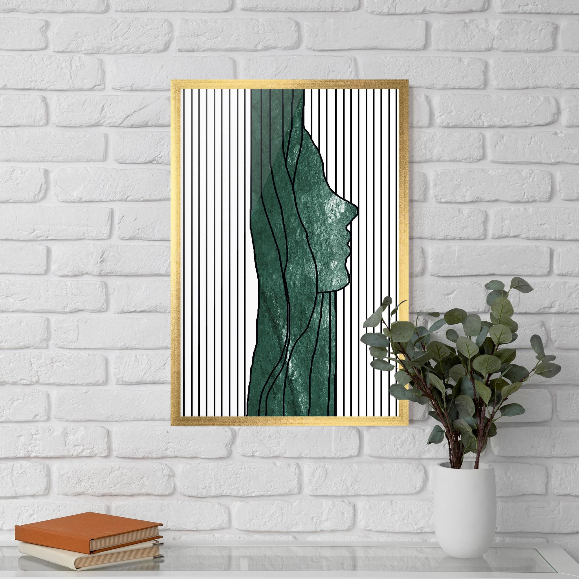 Plakat w Ramie Abstract Green Face mockup 5