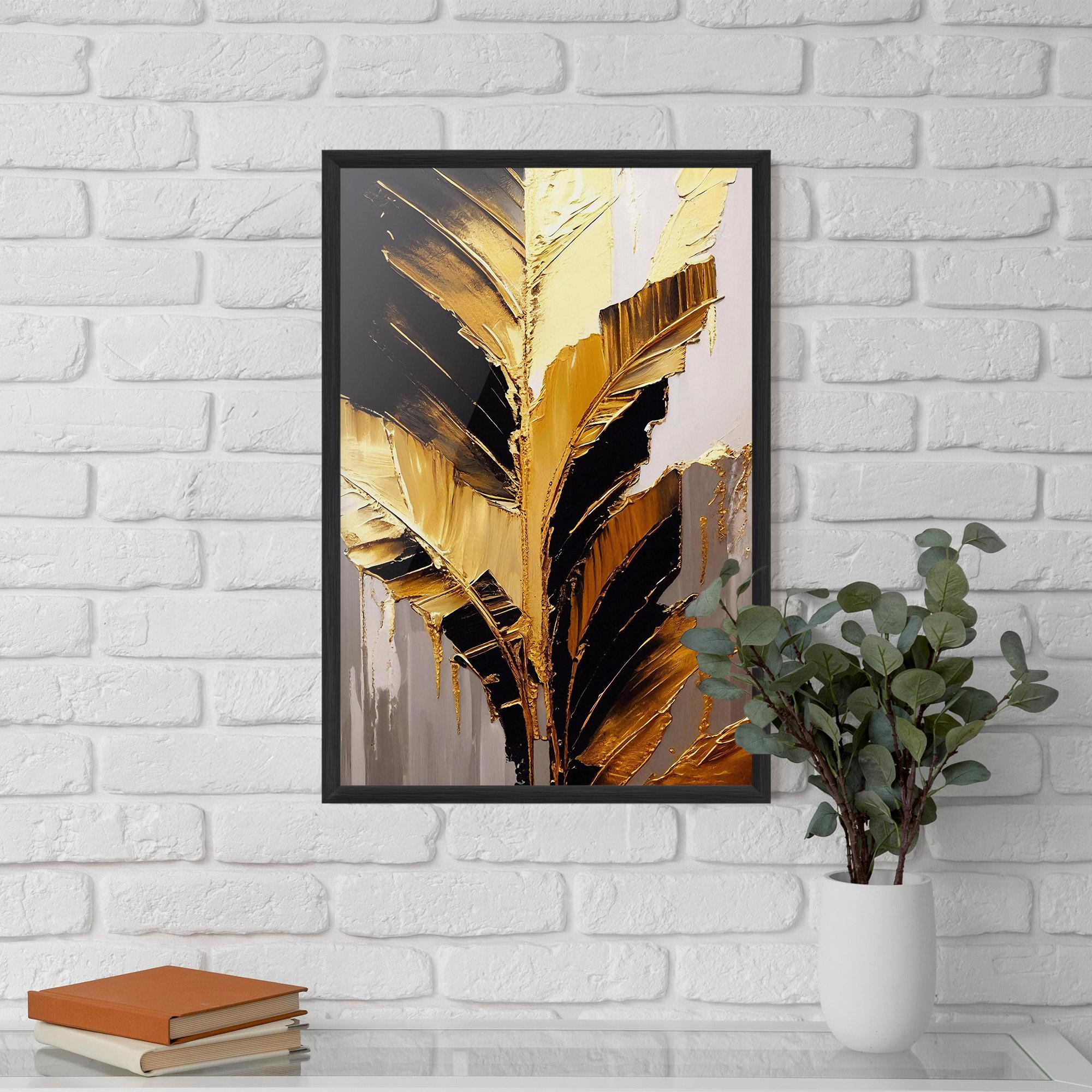 Plakat w Ramie Balck With Gold Leafs mockup 5