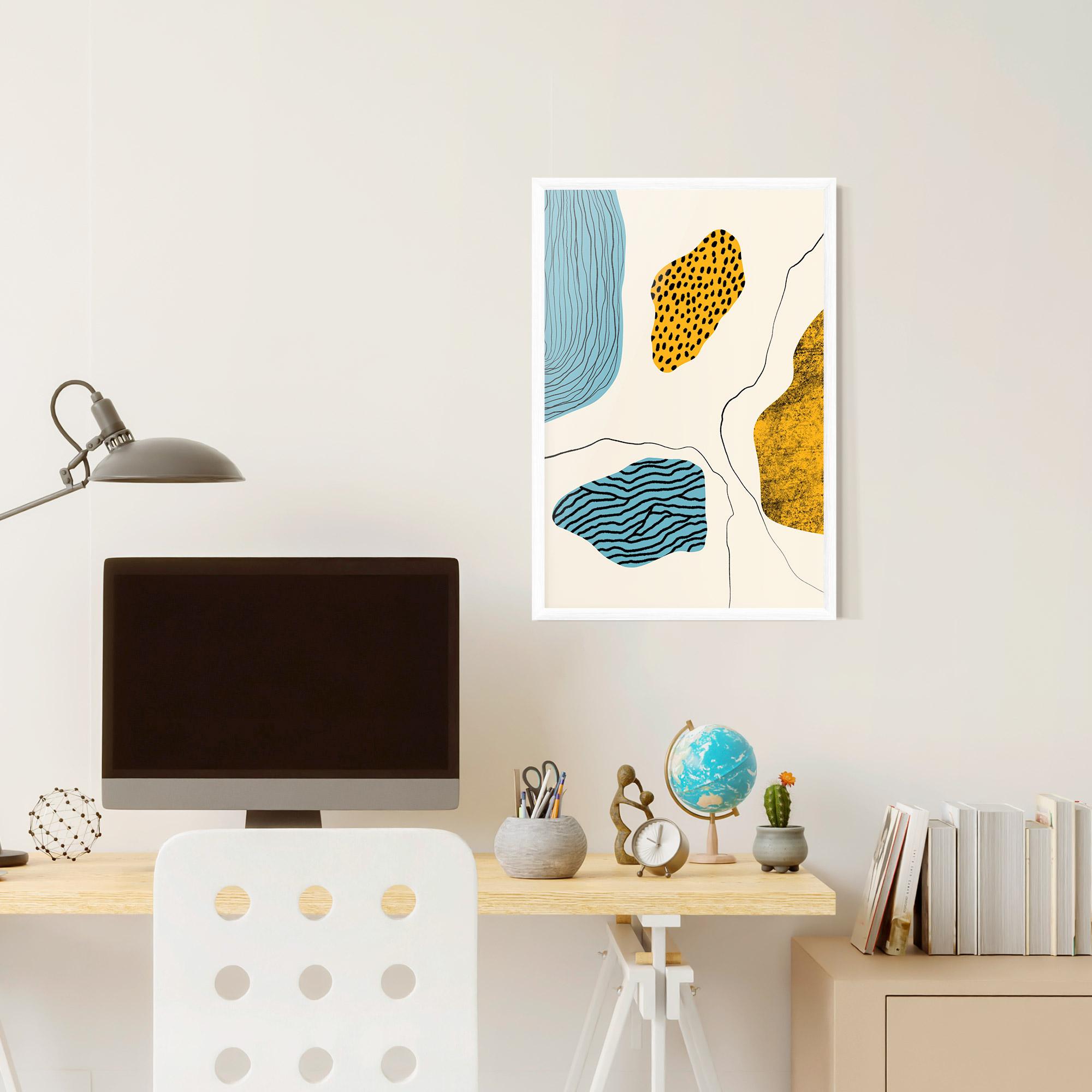 Plakat w Ramie Abstract Lines On Blue mockup 6