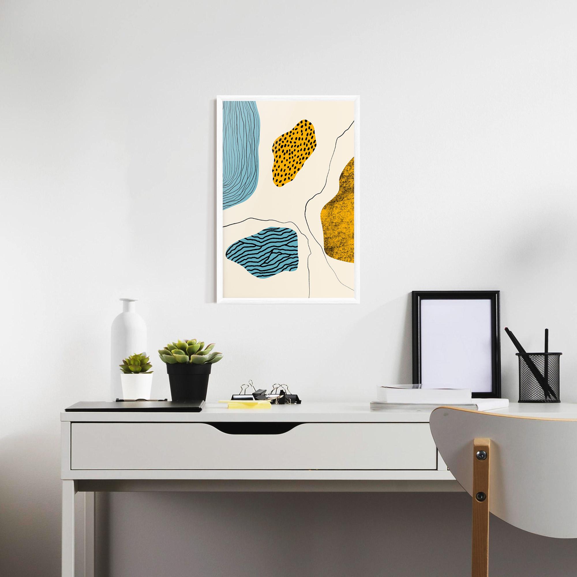 Plakat w Ramie Abstract Lines On Blue mockup 7