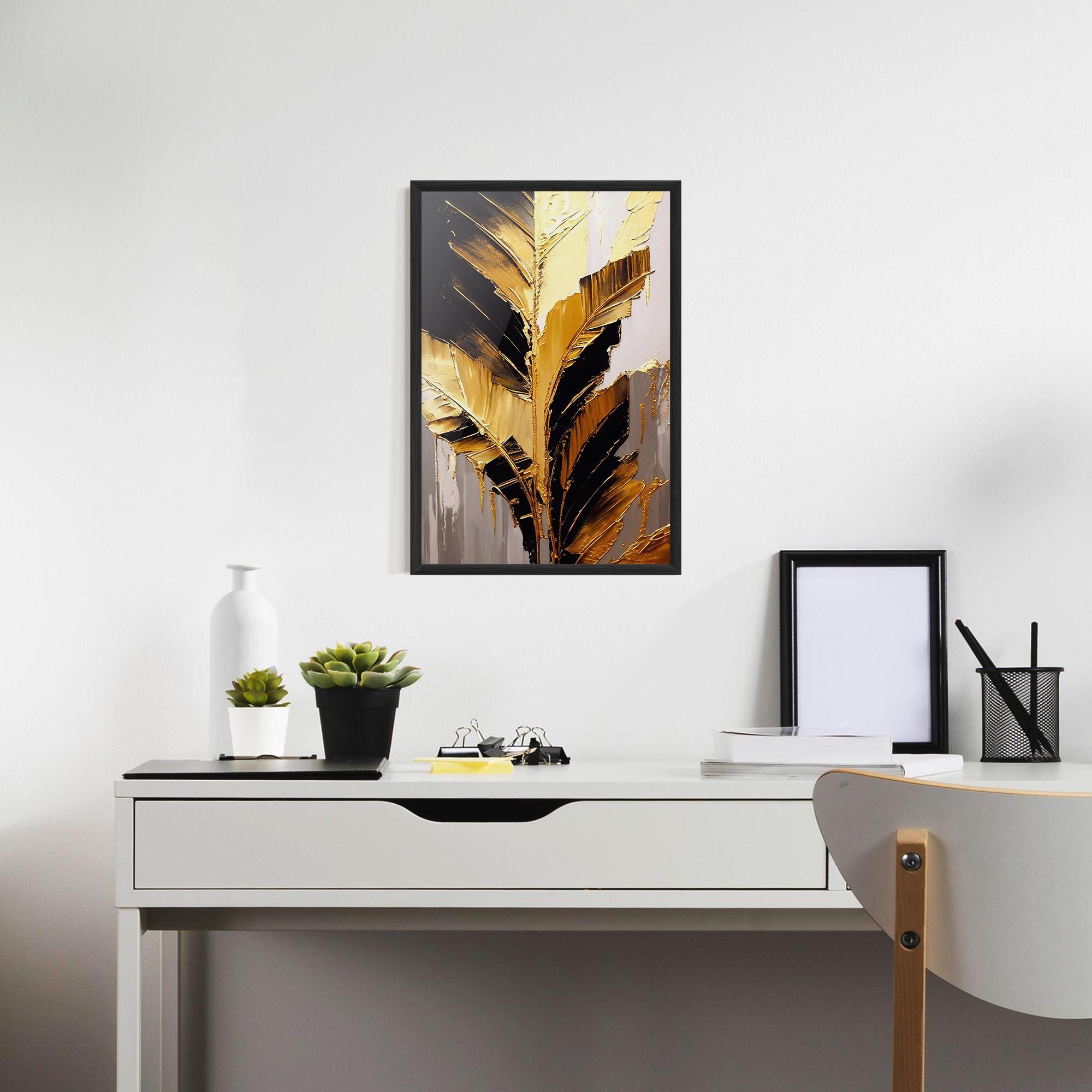 Plakat w Ramie Balck With Gold Leafs mockup 7