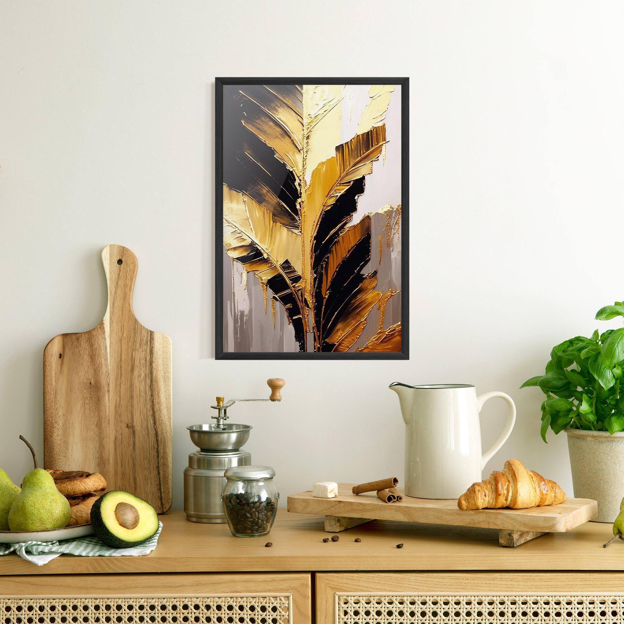 Plakat w Ramie Balck With Gold Leafs mockup 8