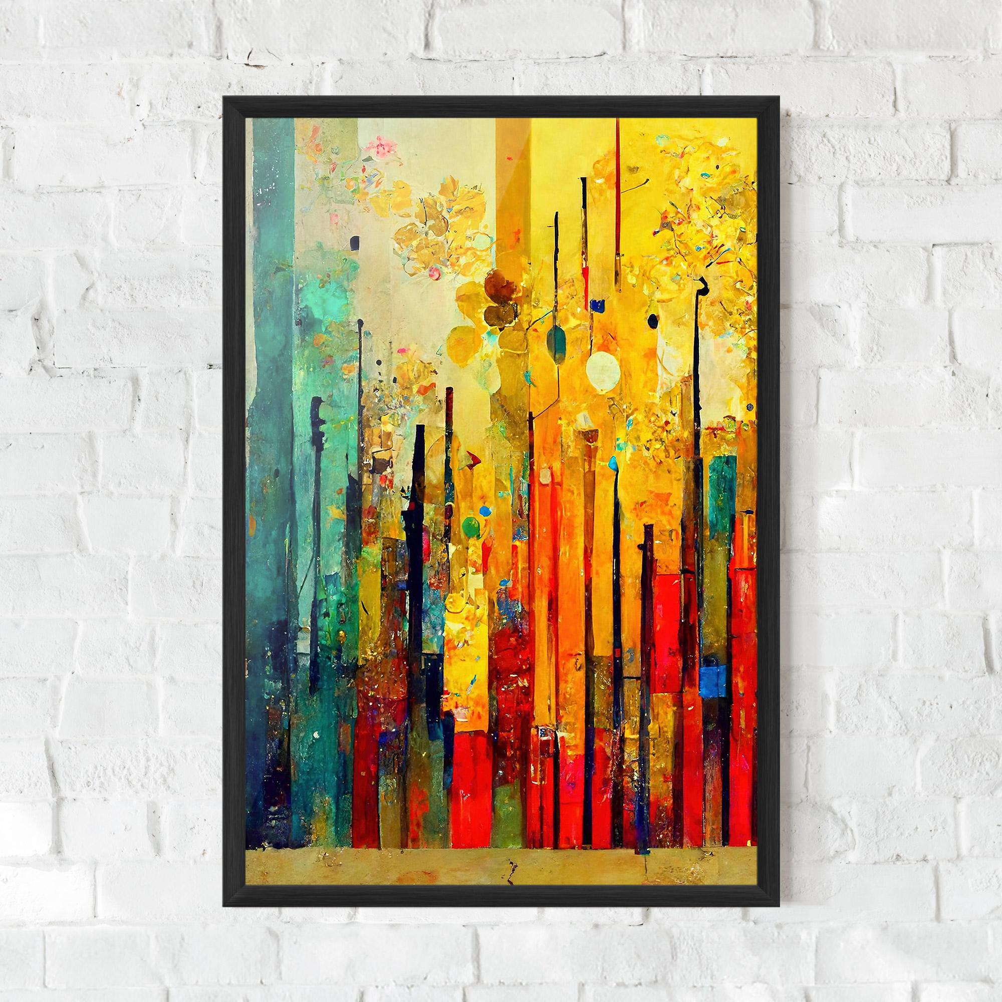 Plakat w Ramie Black Lines On Yellow Light mockup 0