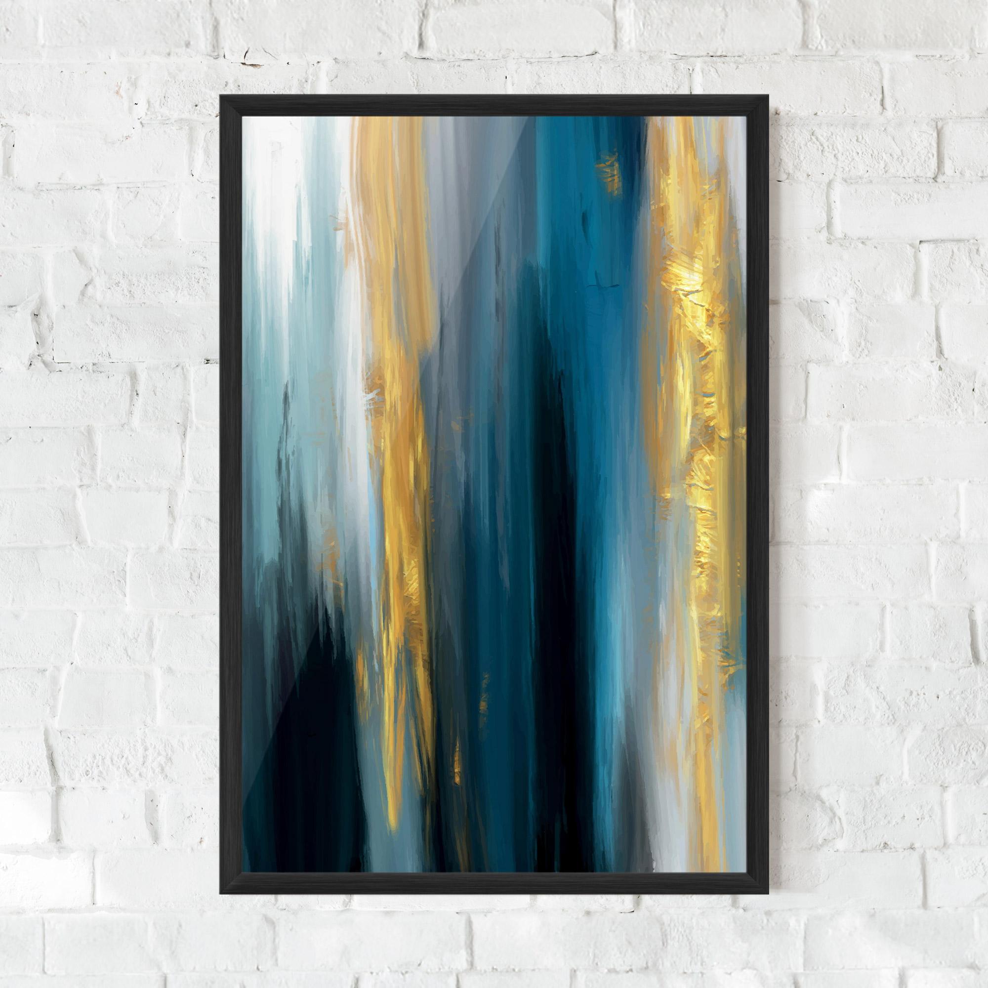 Plakat w Ramie Golden Black Blue Art mockup 0