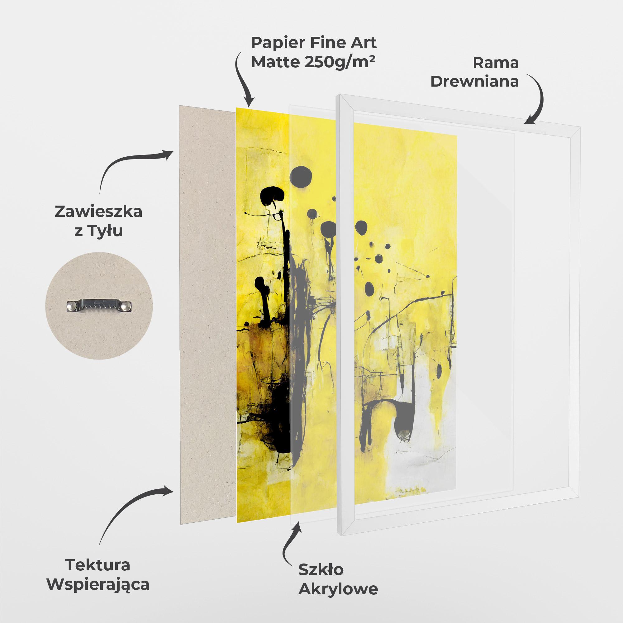 Plakat w Ramie Abstract Black Yellow mockup 1