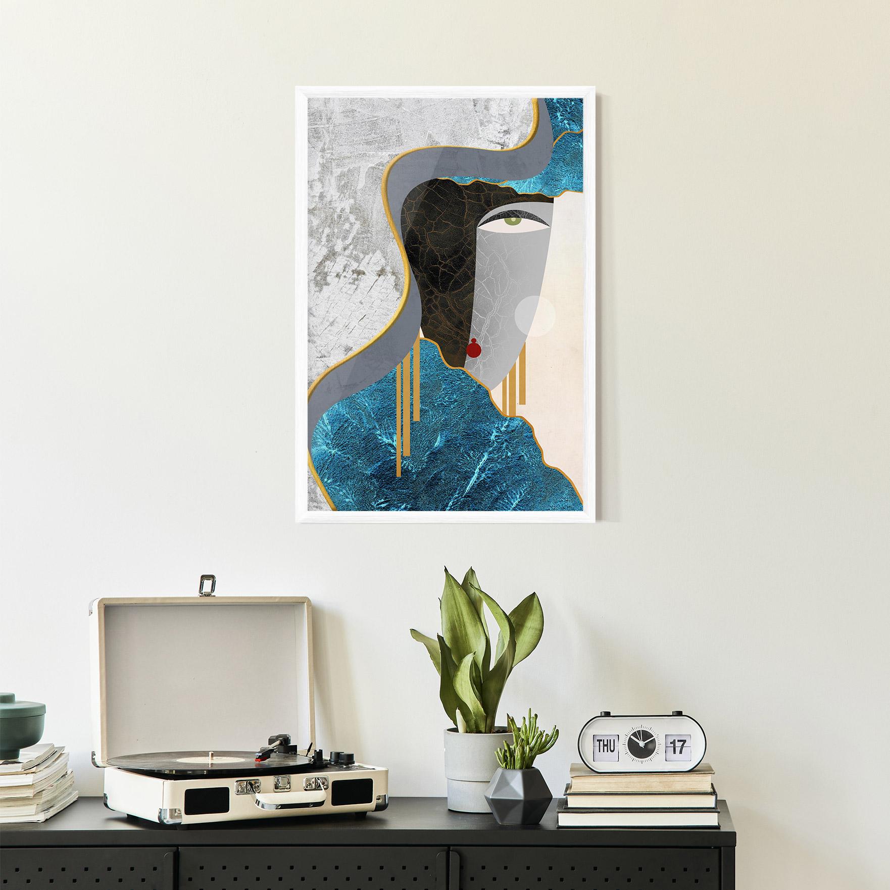 Plakat w Ramie Abstract Blue Face mockup 2