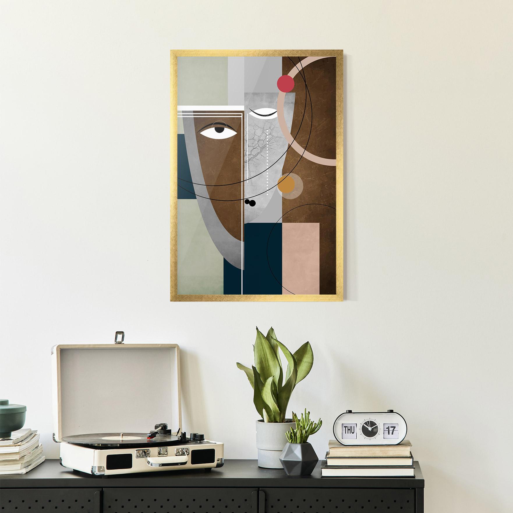 Plakat w Ramie Abstract Brown Face mockup 2