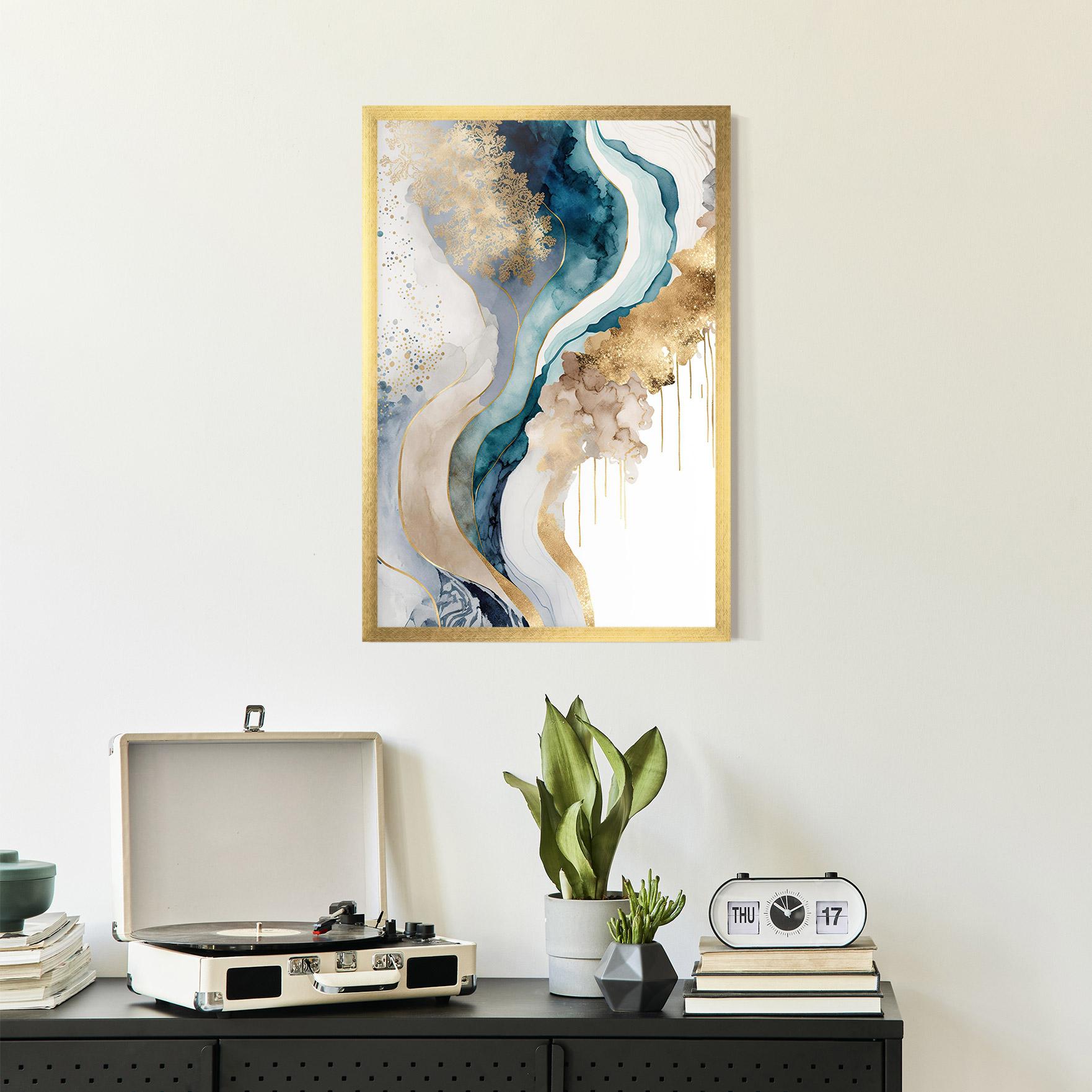 Plakat w Ramie Light Blue Waves mockup 2