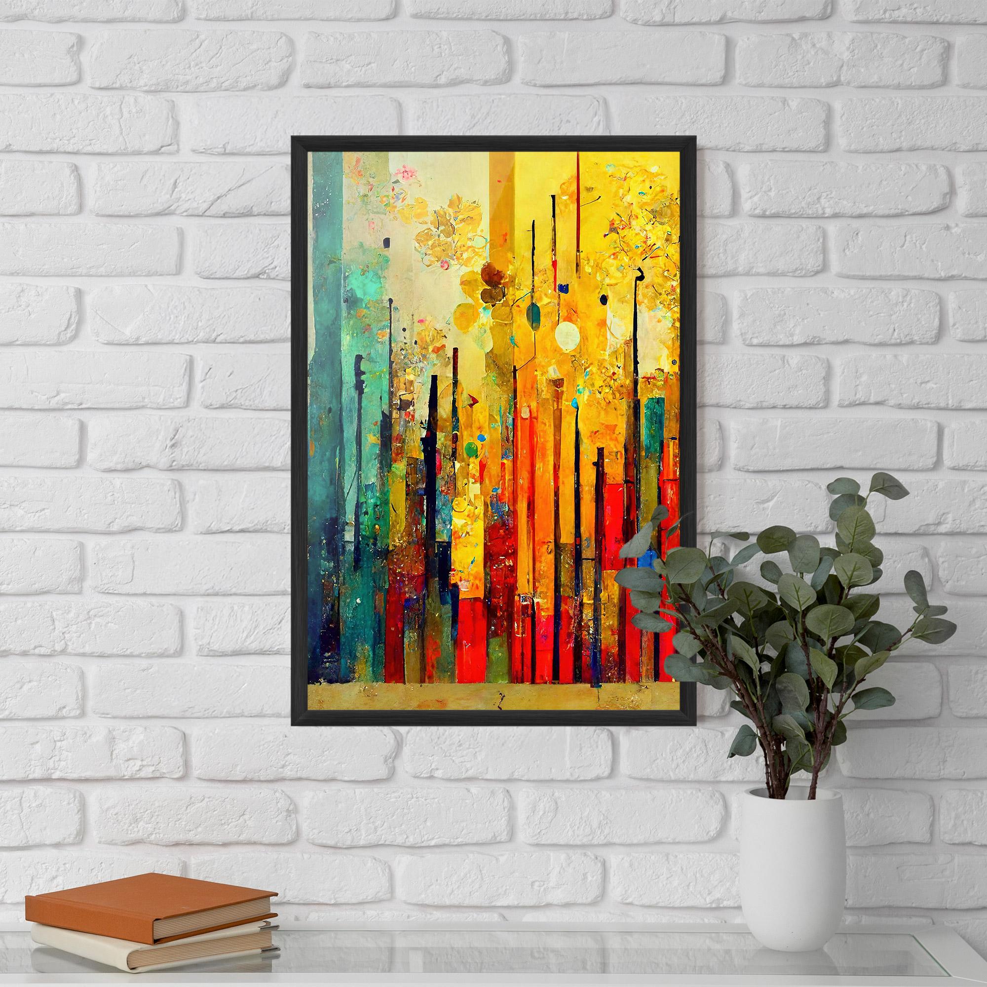 Plakat w Ramie Black Lines On Yellow Light mockup 5