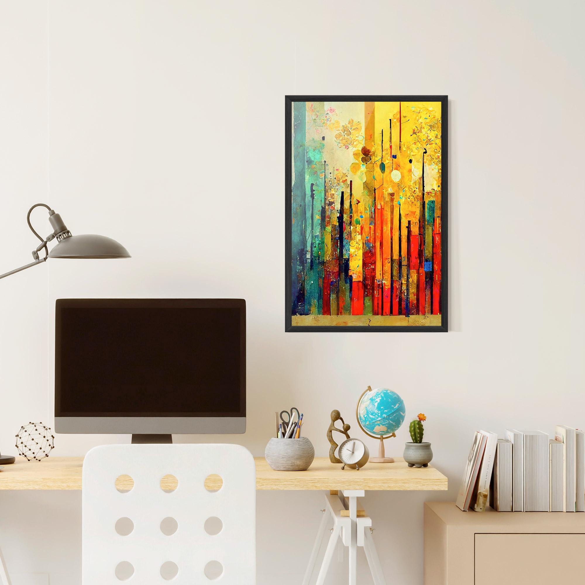 Plakat w Ramie Black Lines On Yellow Light mockup 6