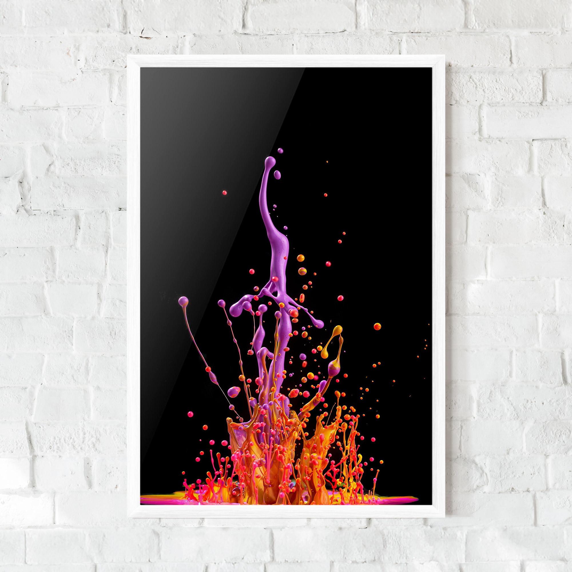 Plakat w Ramie Dancing Colored Paint mockup 0