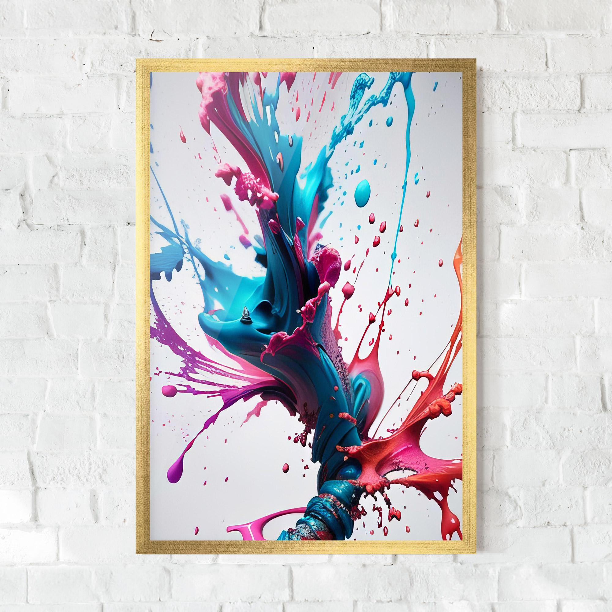 Plakat w Ramie Blue Pink Splash mockup 0
