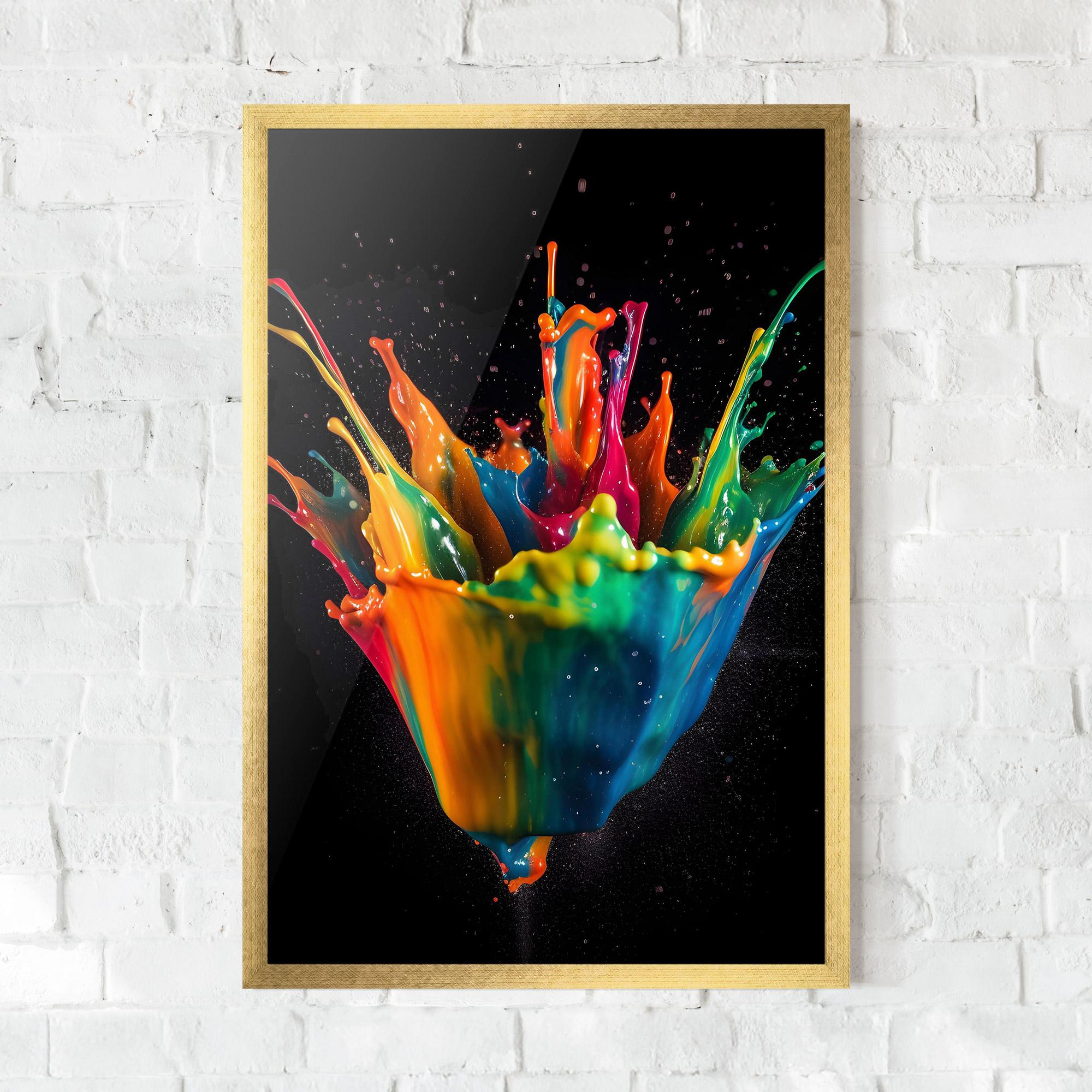 Plakat w Ramie Colorful Paint Dropped mockup 0