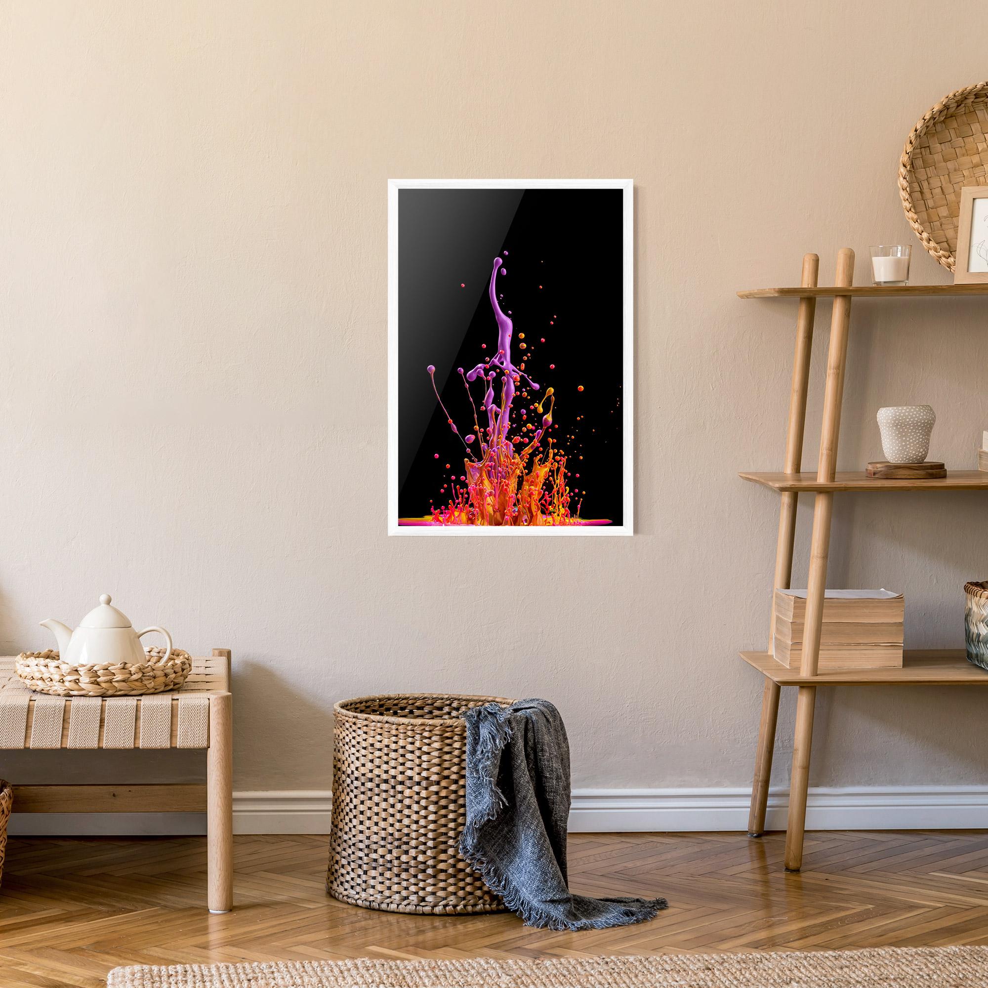 Plakat w Ramie Dancing Colored Paint mockup 9