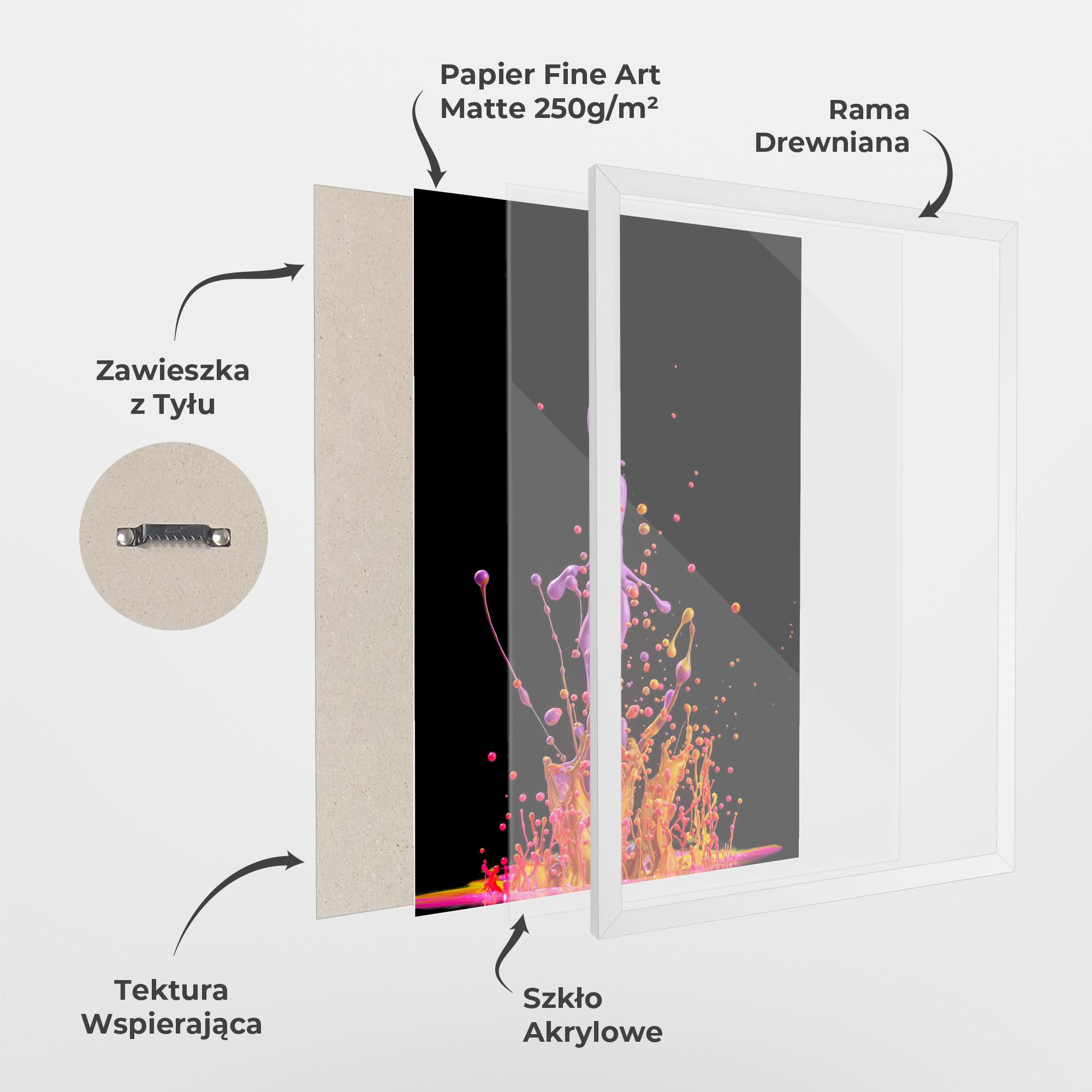 Plakat w Ramie Dancing Colored Paint mockup 1