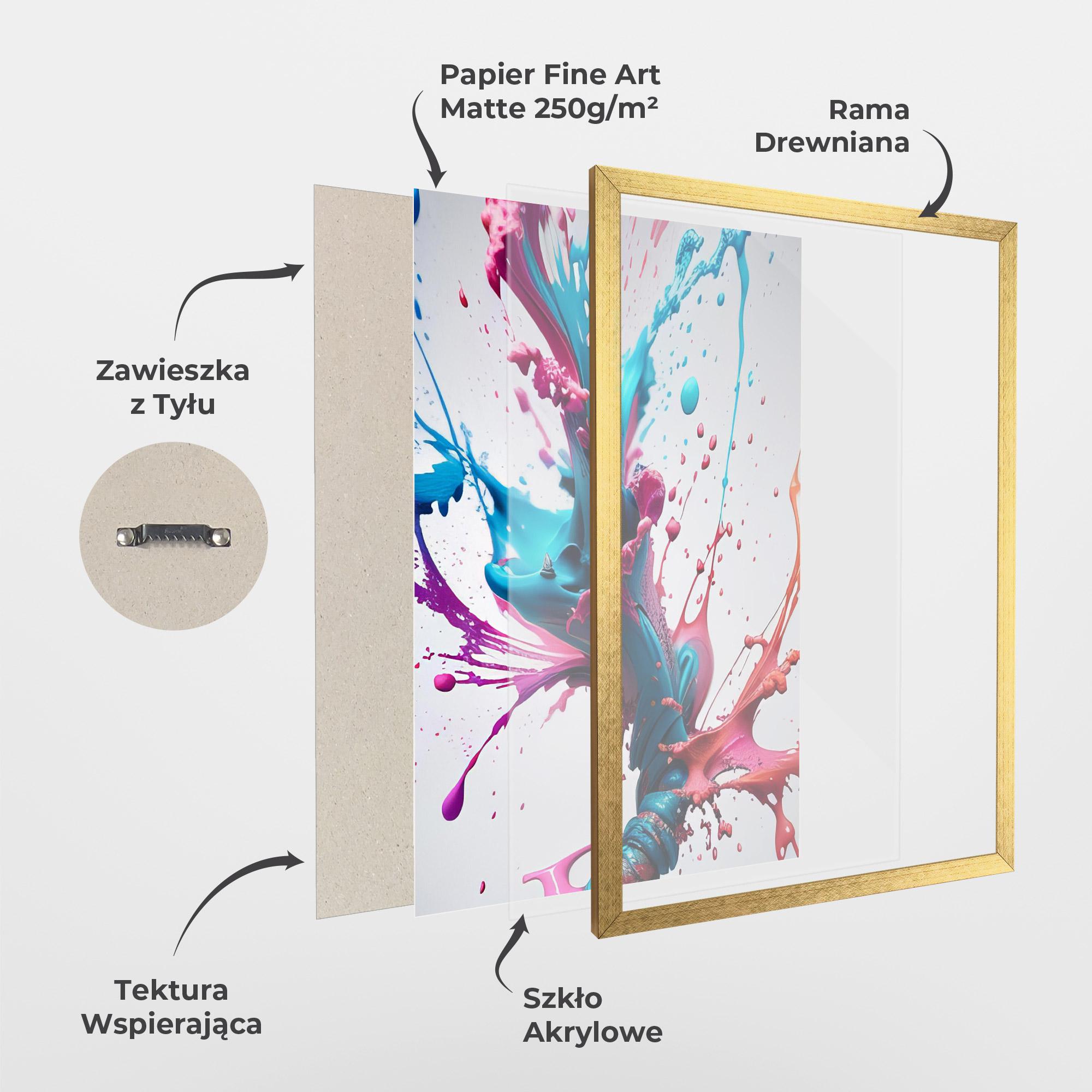 Plakat w Ramie Blue Pink Splash mockup 1