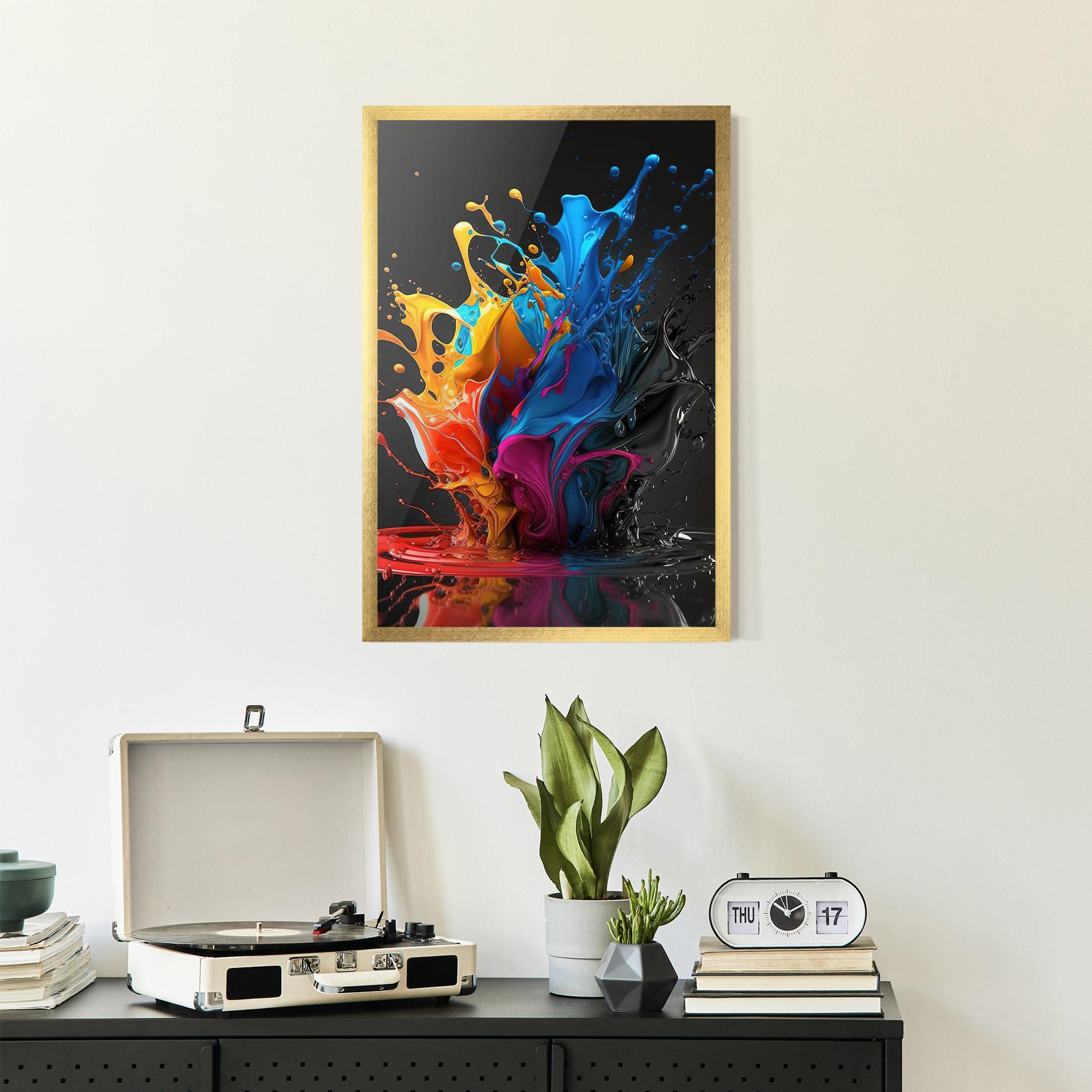 Plakat w Ramie Black Blue Splash mockup 2