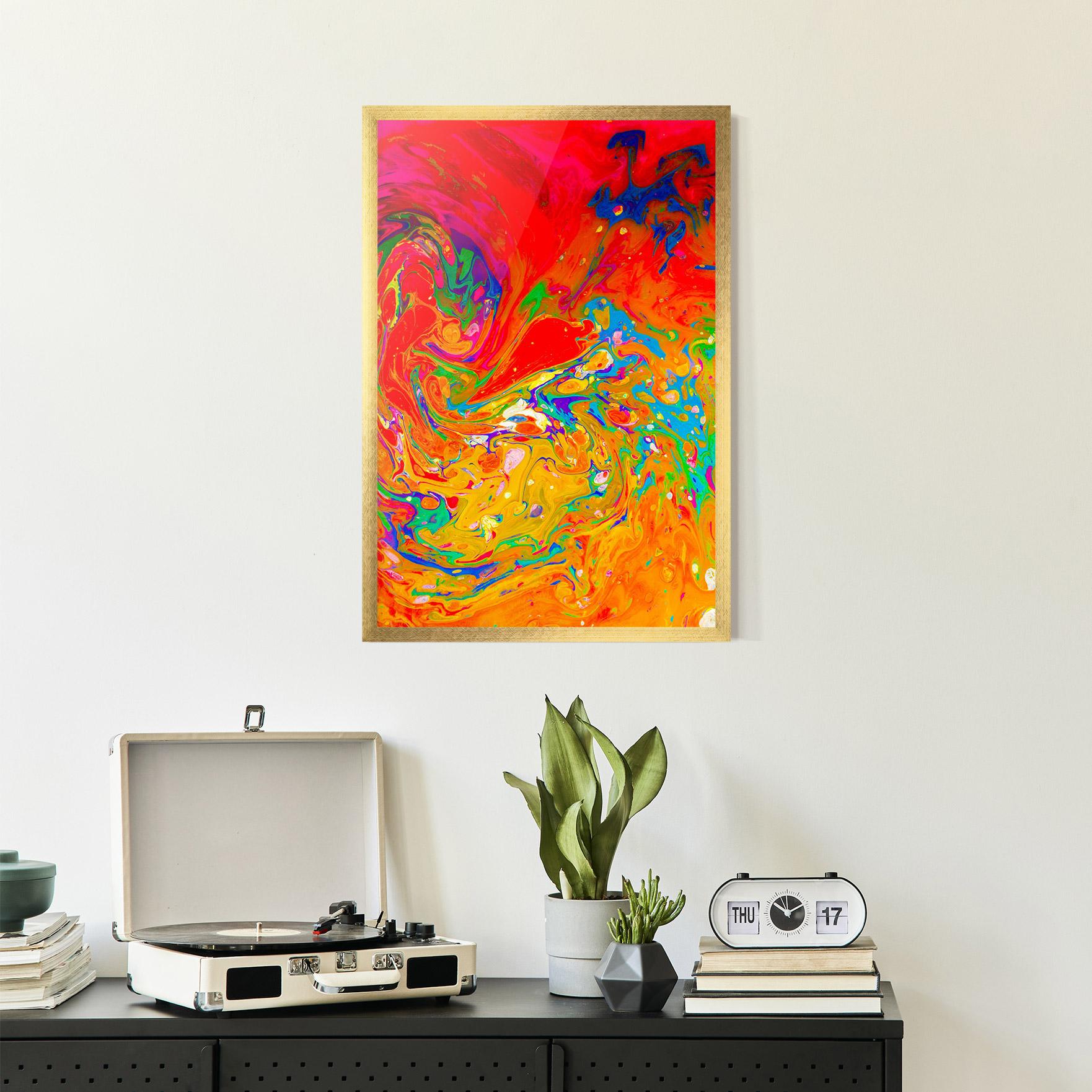 Plakat w Ramie Marbling Orange Art mockup 2