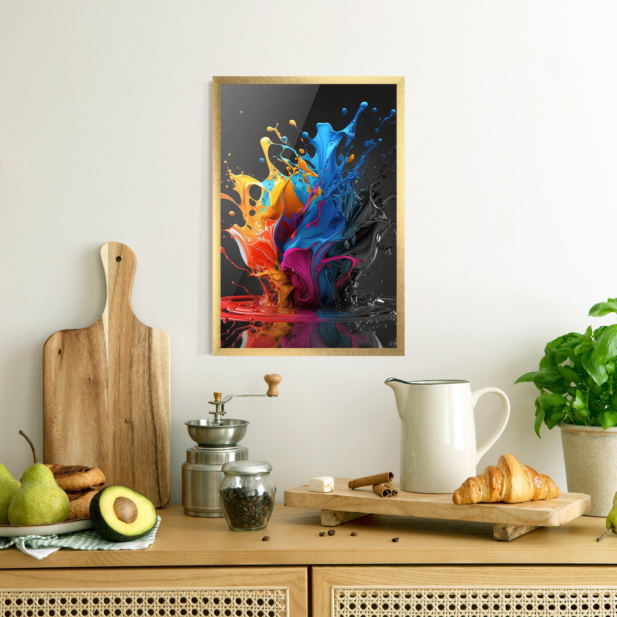 Plakat w Ramie Black Blue Splash mockup 8