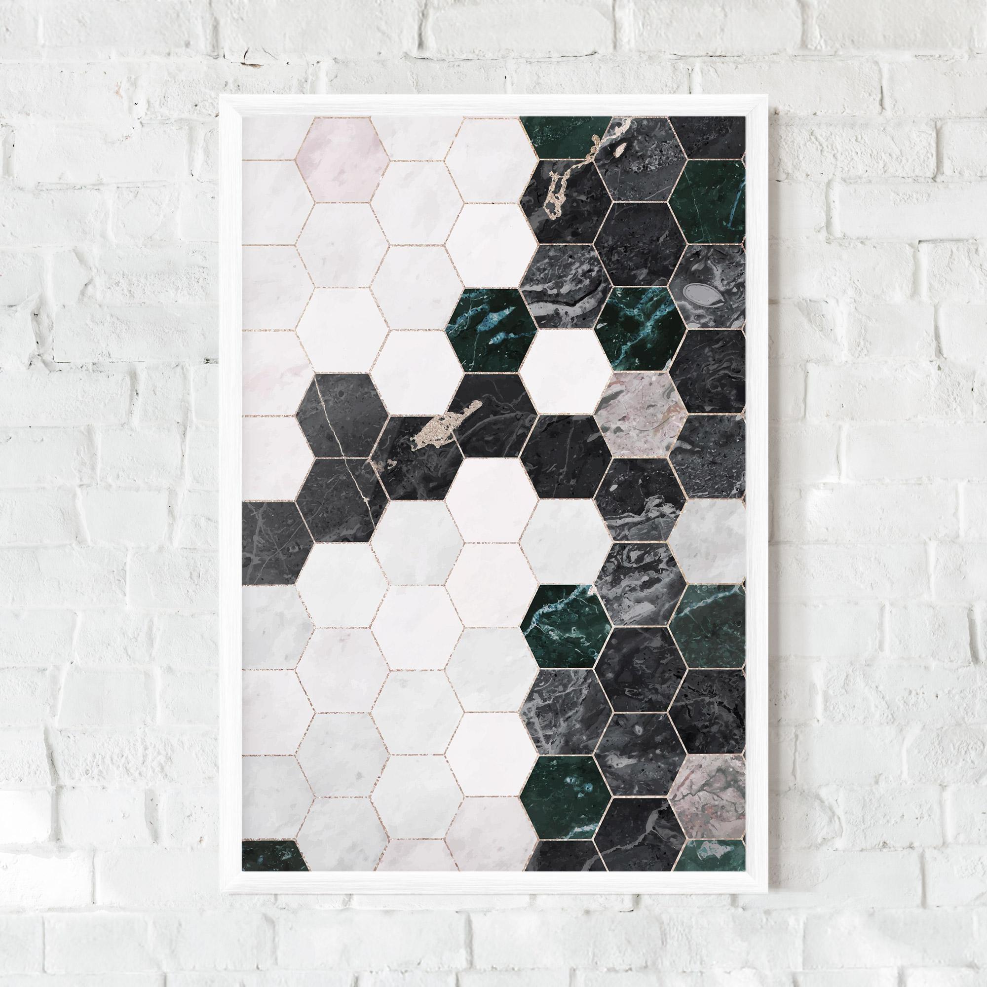 Plakat w Ramie Green Hexagon mockup 0