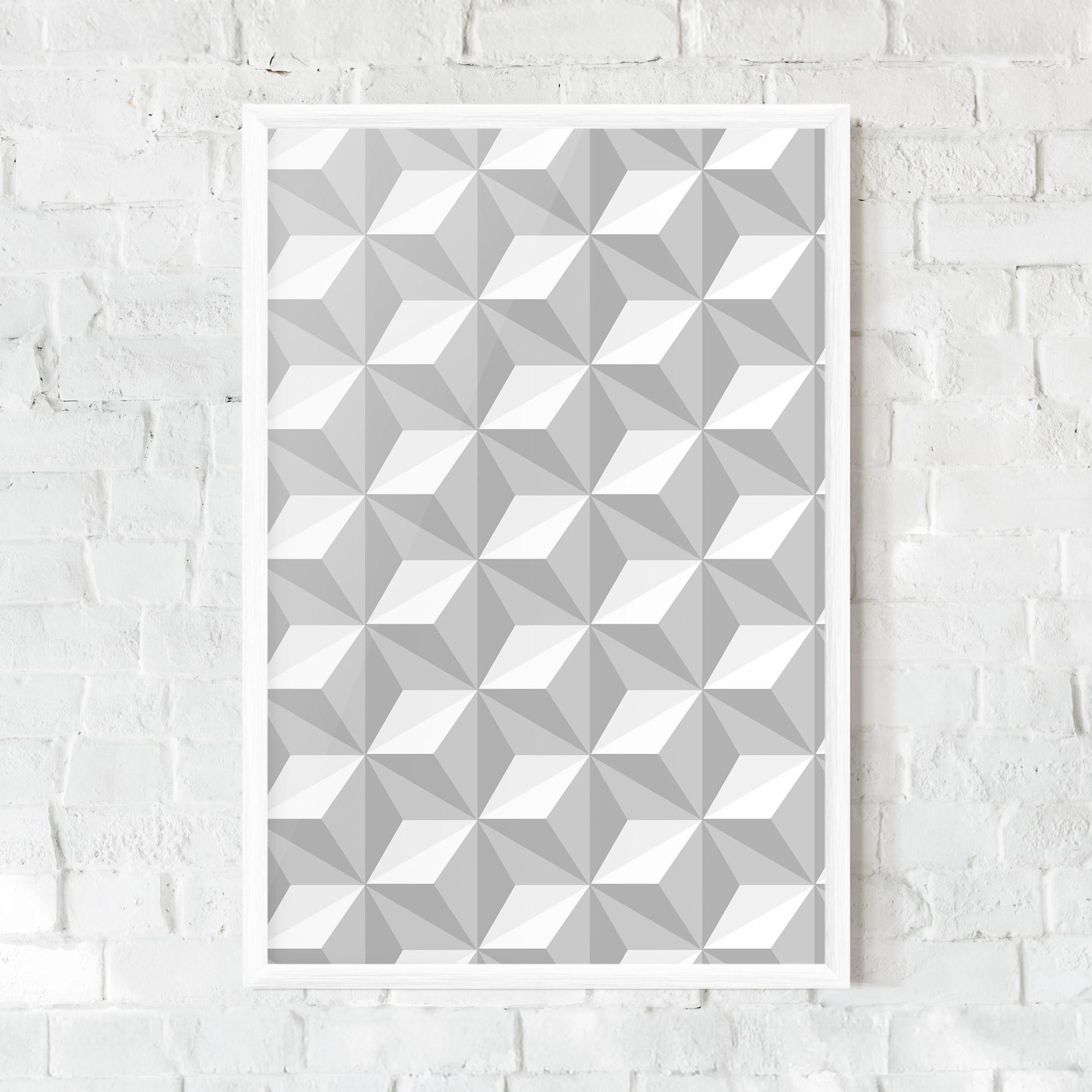 Plakat w Ramie White Triangle Pattern mockup 0