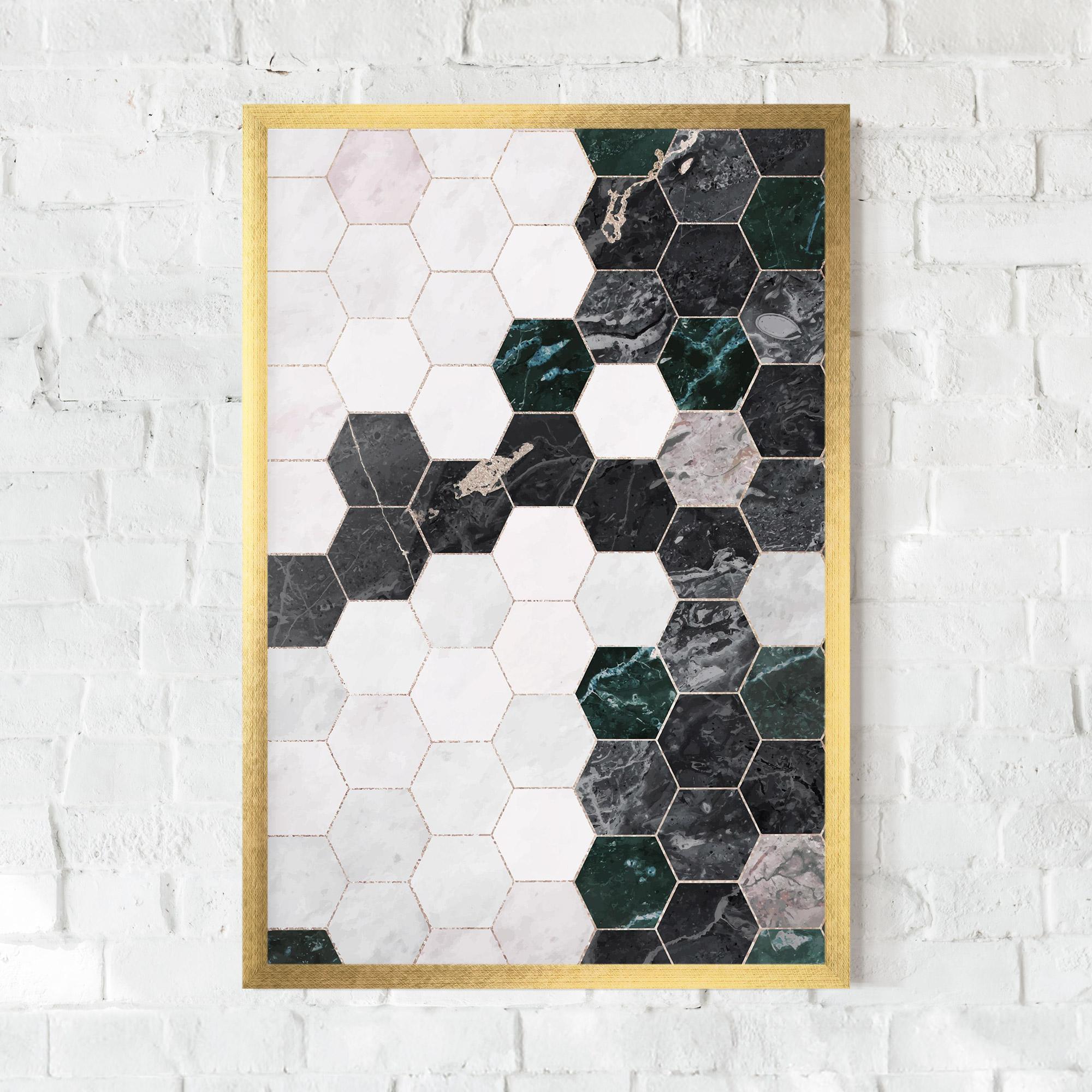 Plakat w Ramie Green Hexagon mockup 0