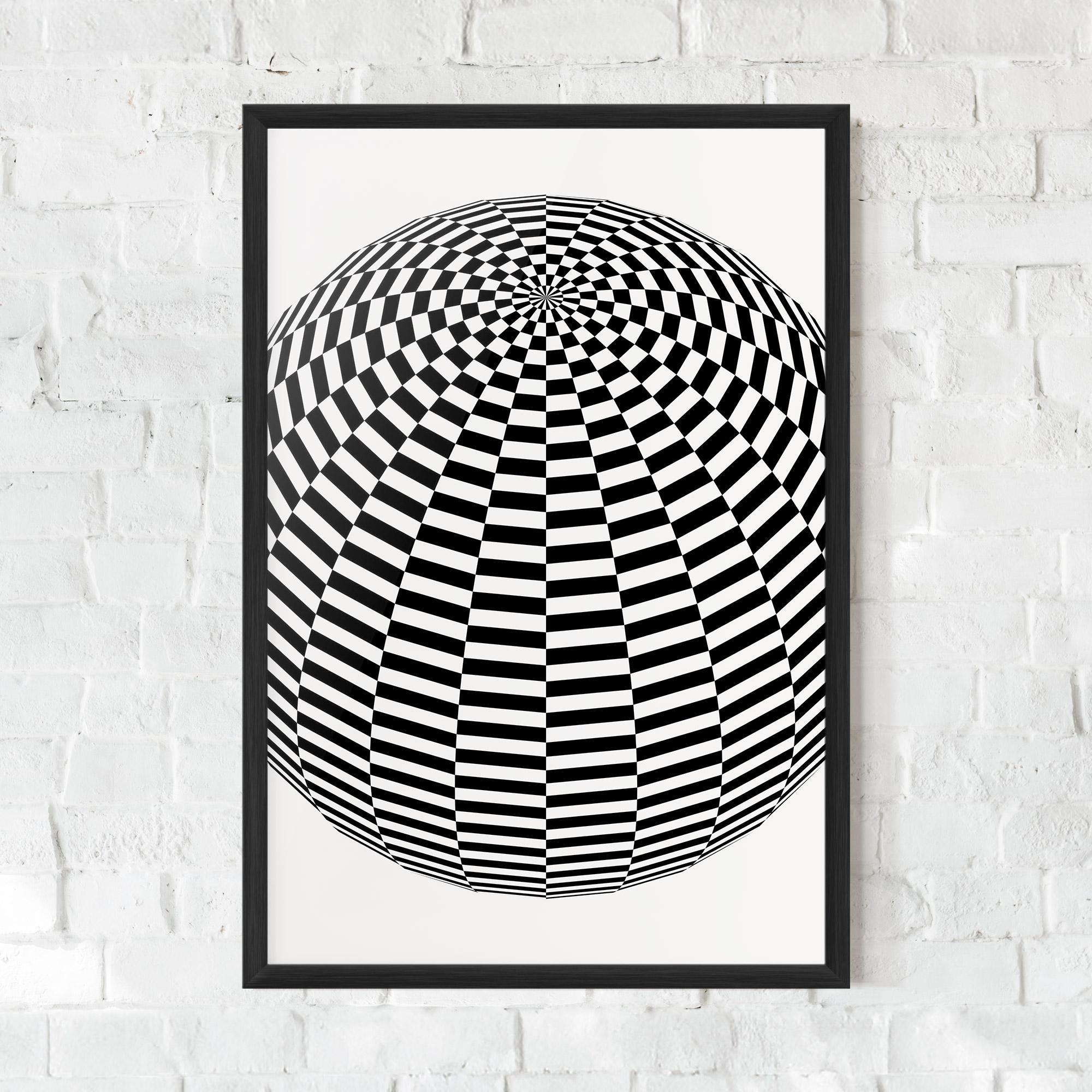 Plakat w Ramie 3d Black White Ball mockup 0