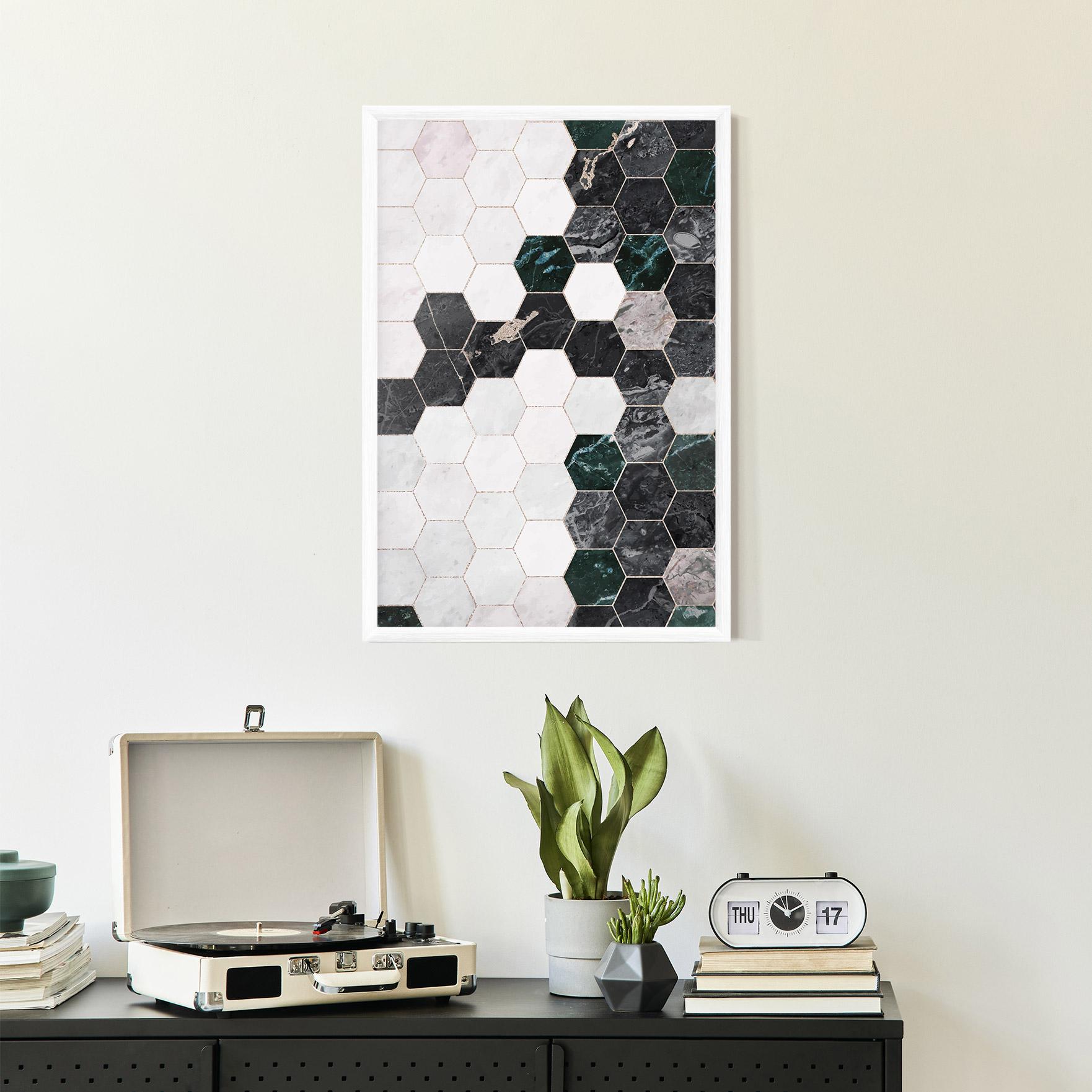 Plakat w Ramie Green Hexagon mockup 2