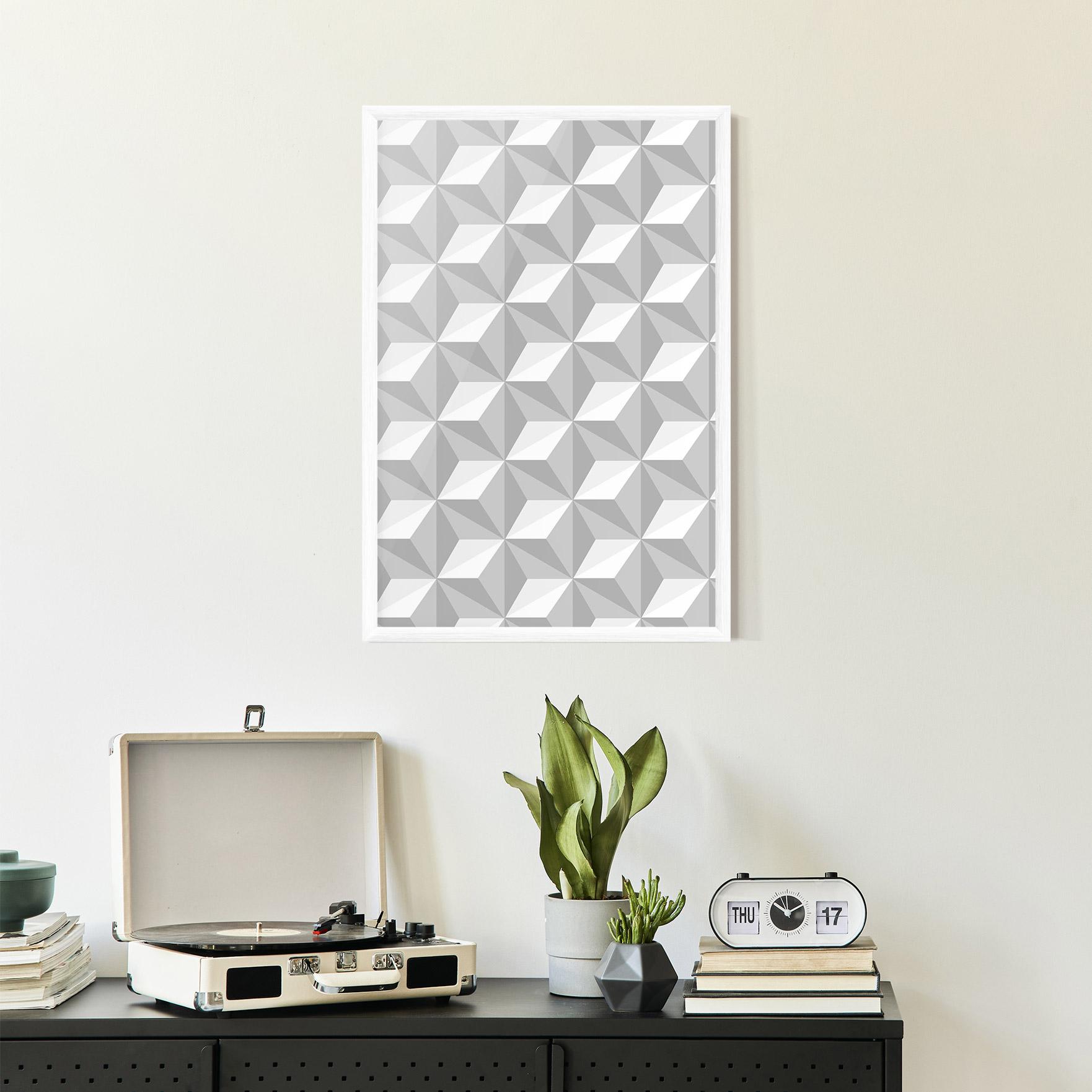 Plakat w Ramie White Triangle Pattern mockup 2