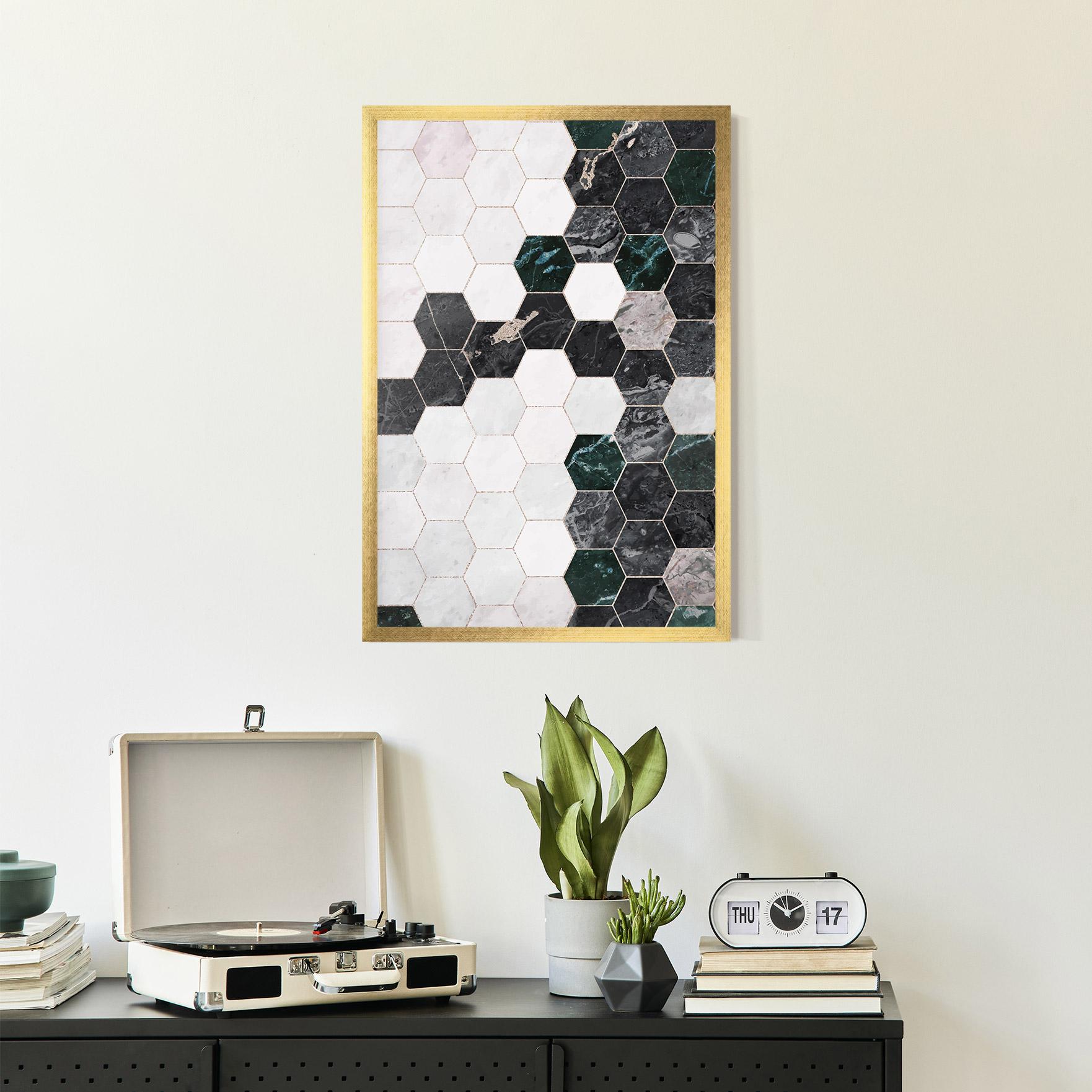 Plakat w Ramie Green Hexagon mockup 2