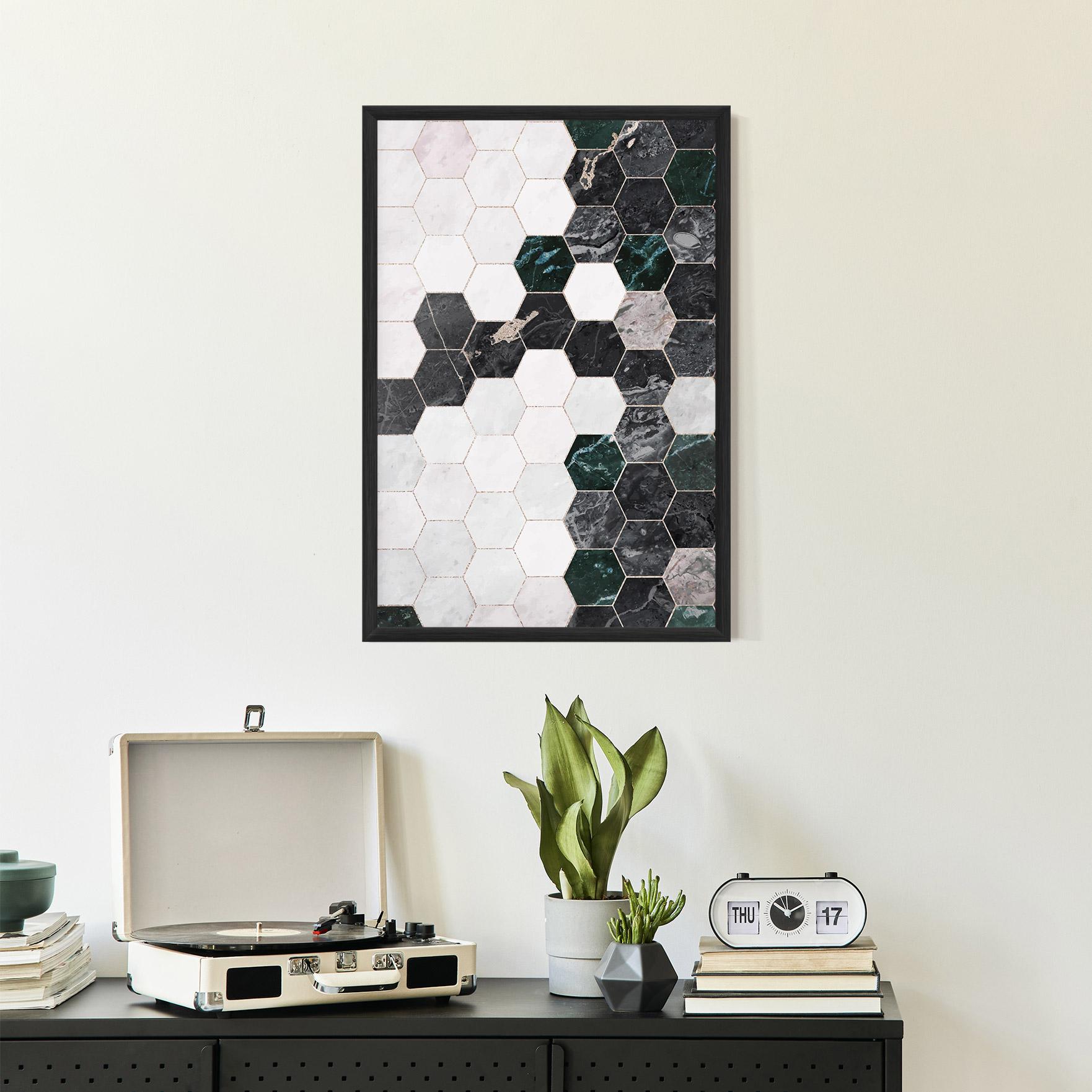 Plakat w Ramie Green Hexagon mockup 2
