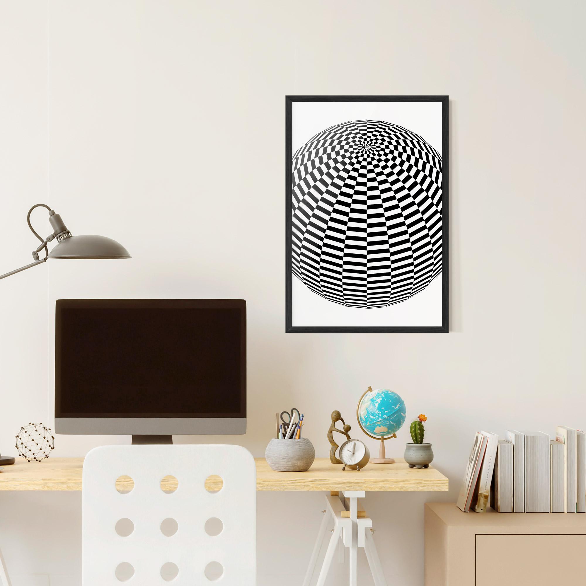 Plakat w Ramie 3d Black White Ball mockup 6