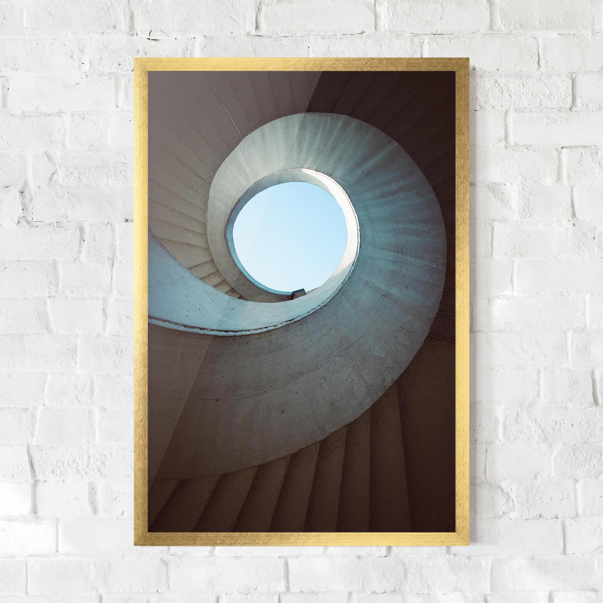 Plakat w Ramie Spiral Cream Stairs mockup 0