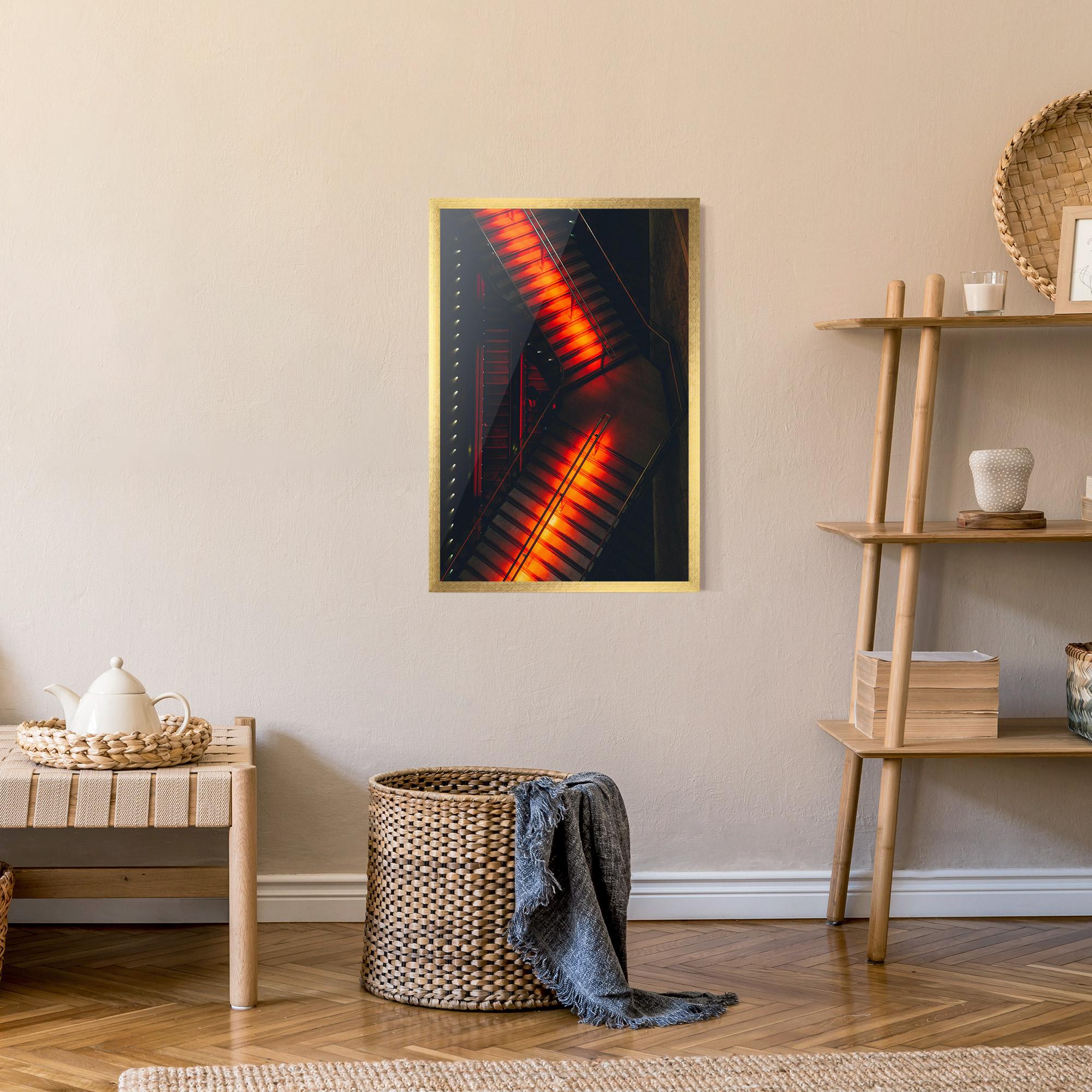 Plakat w Ramie Orange Light Stairs mockup 9