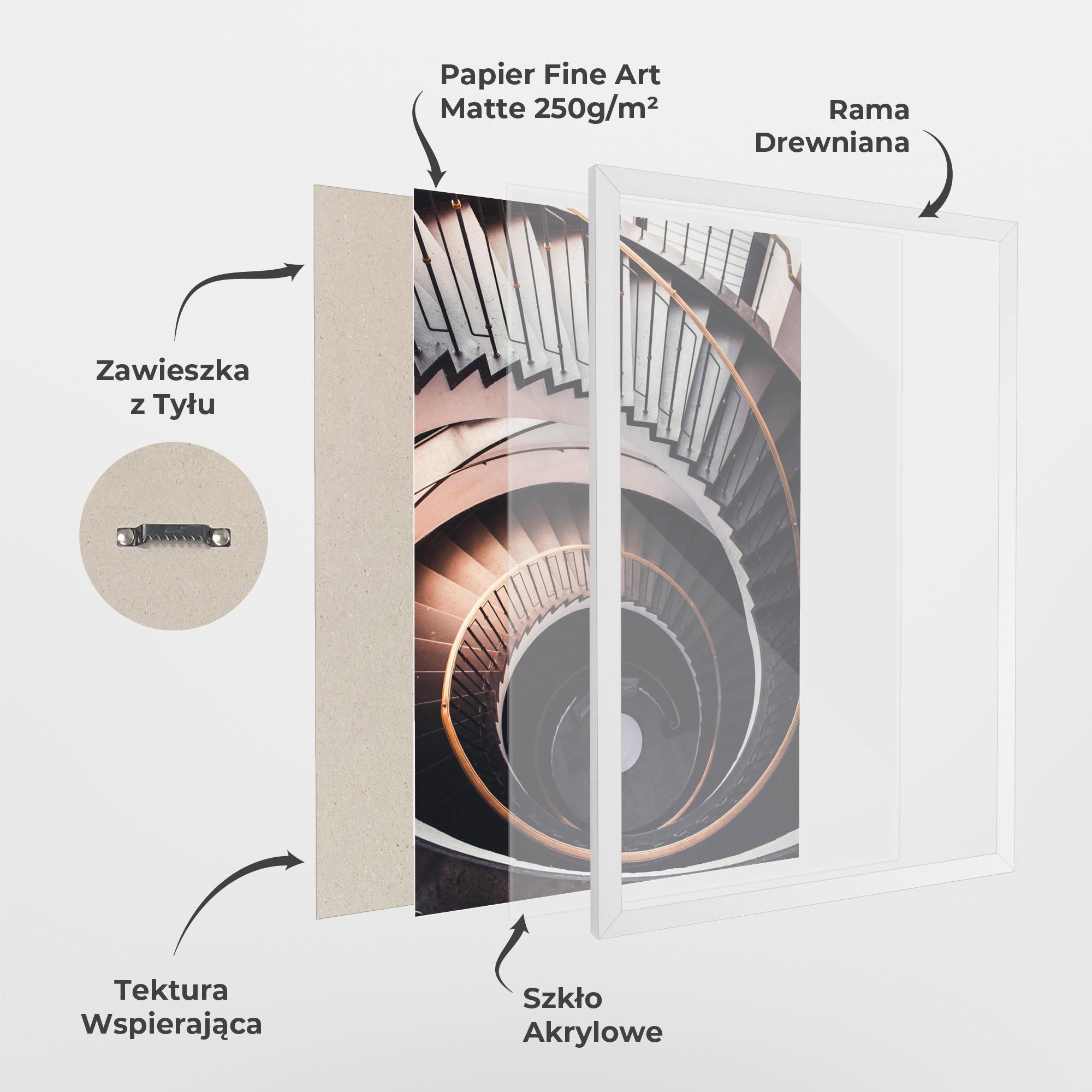 Plakat w Ramie Grey Stairs Spiral mockup 1