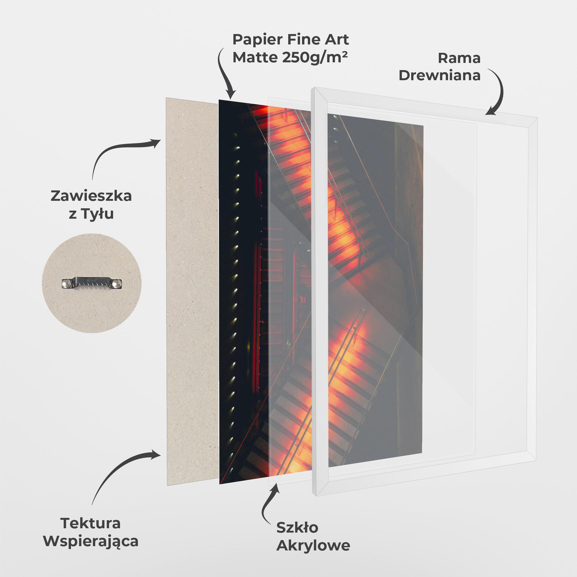 Plakat w Ramie Orange Light Stairs mockup 1