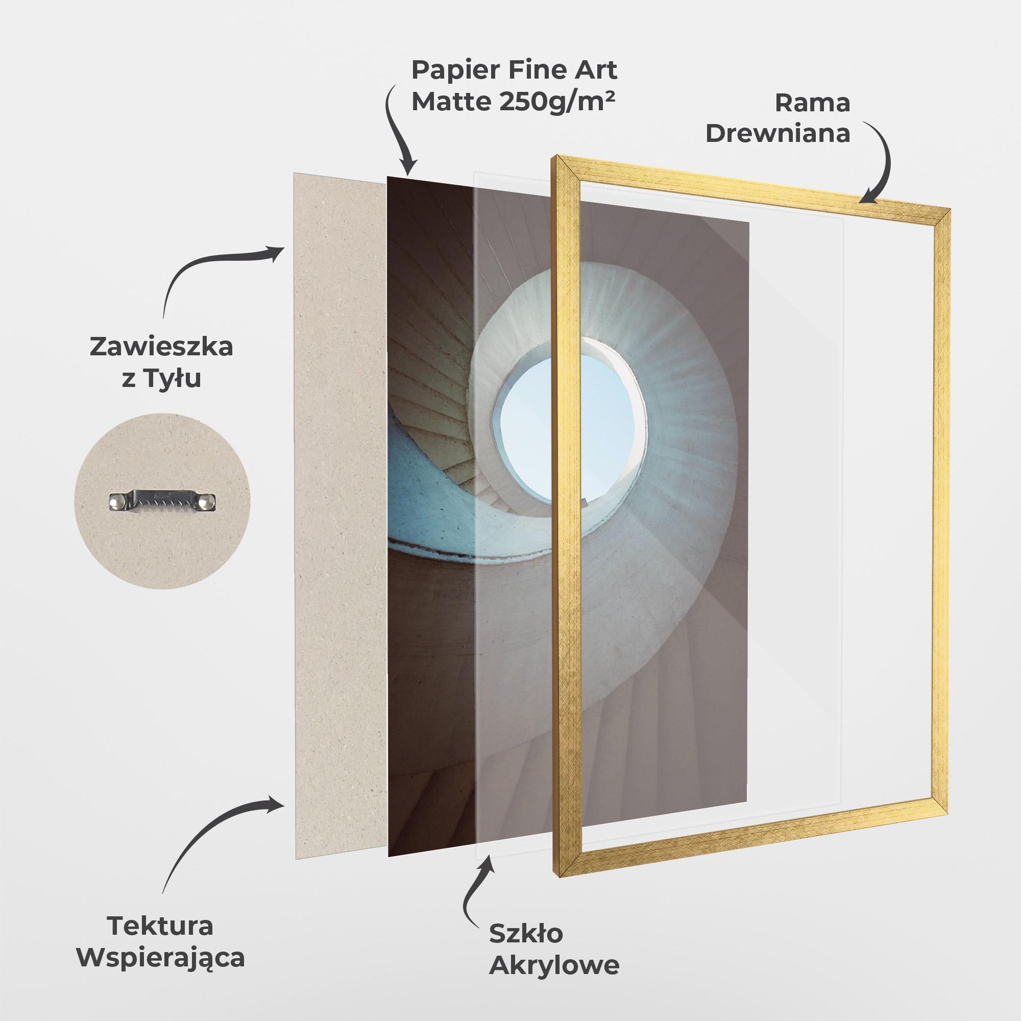 Plakat w Ramie Spiral Cream Stairs mockup 1